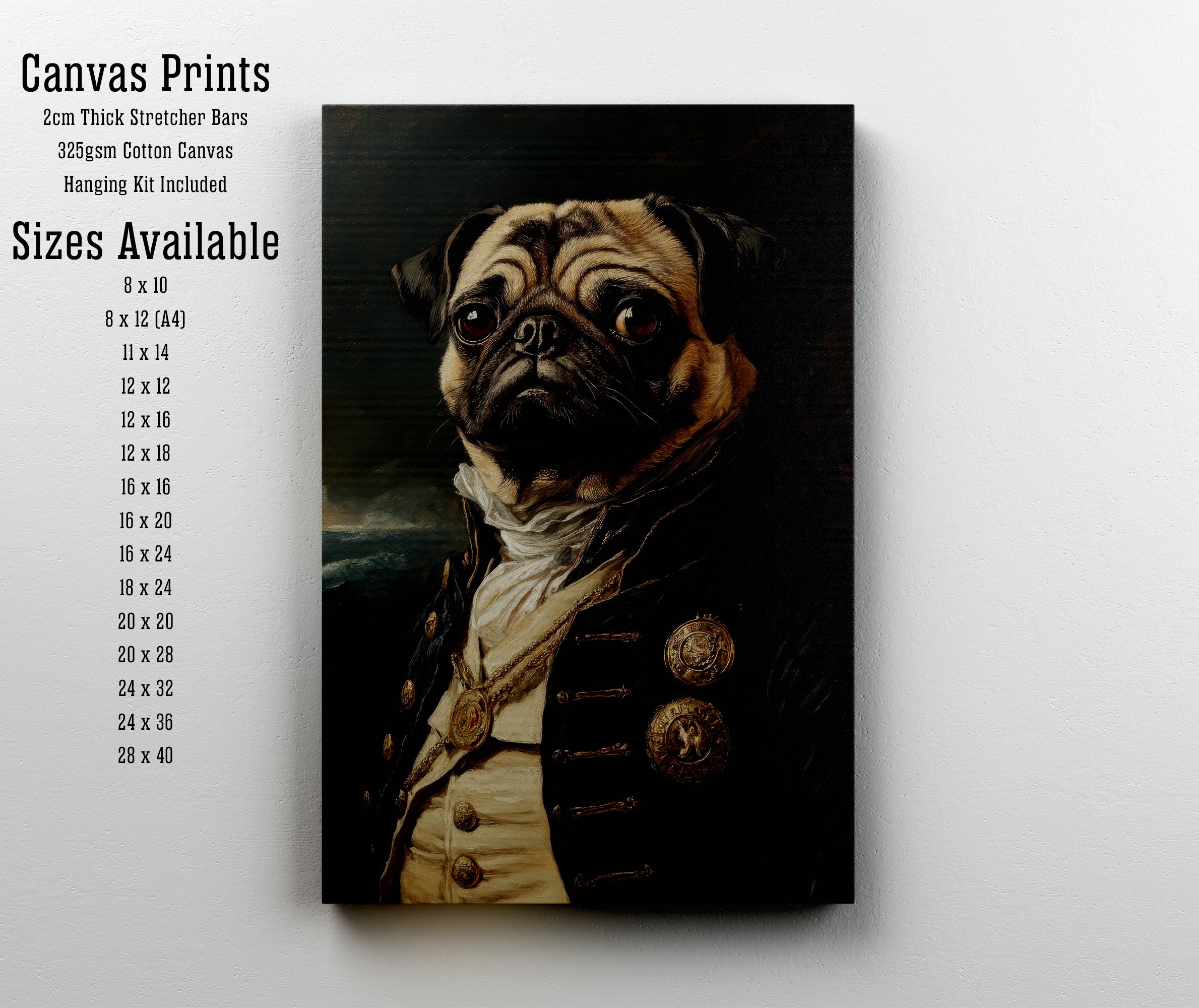 Aristocratic Pug Portrait Art Print