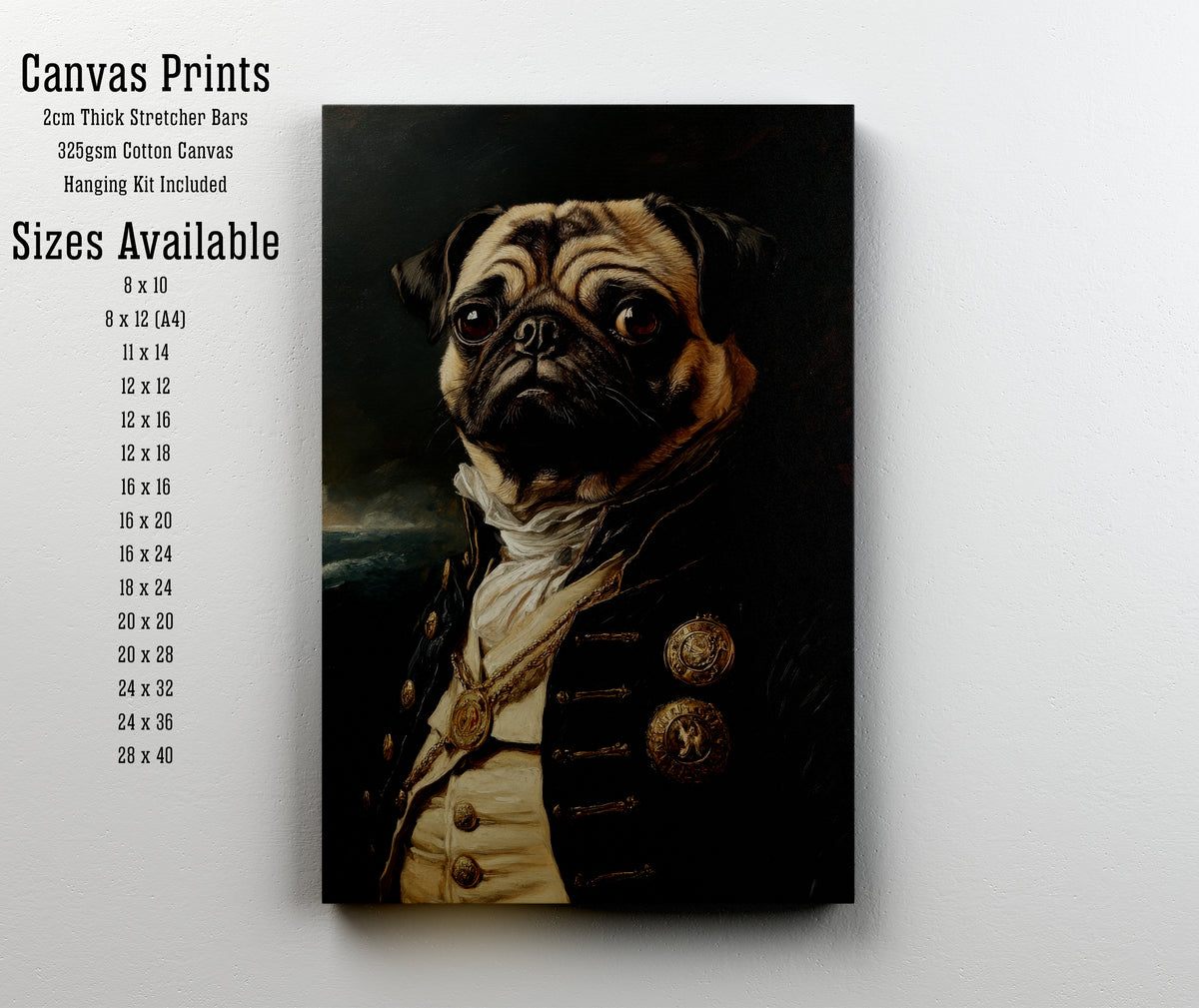 Aristocratic Pug Portrait Art Print