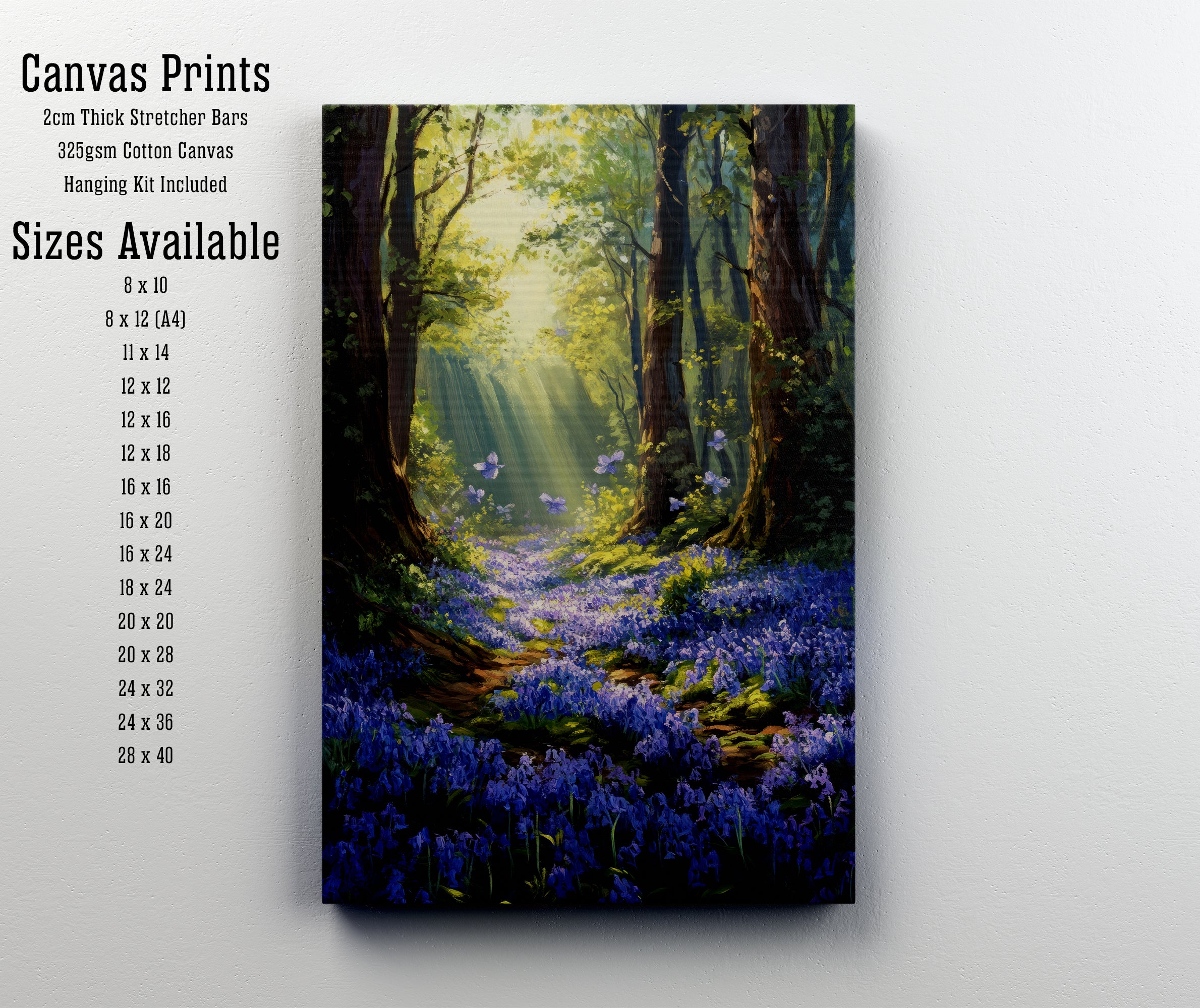 Enchanted Bluebell Woodland Art Print