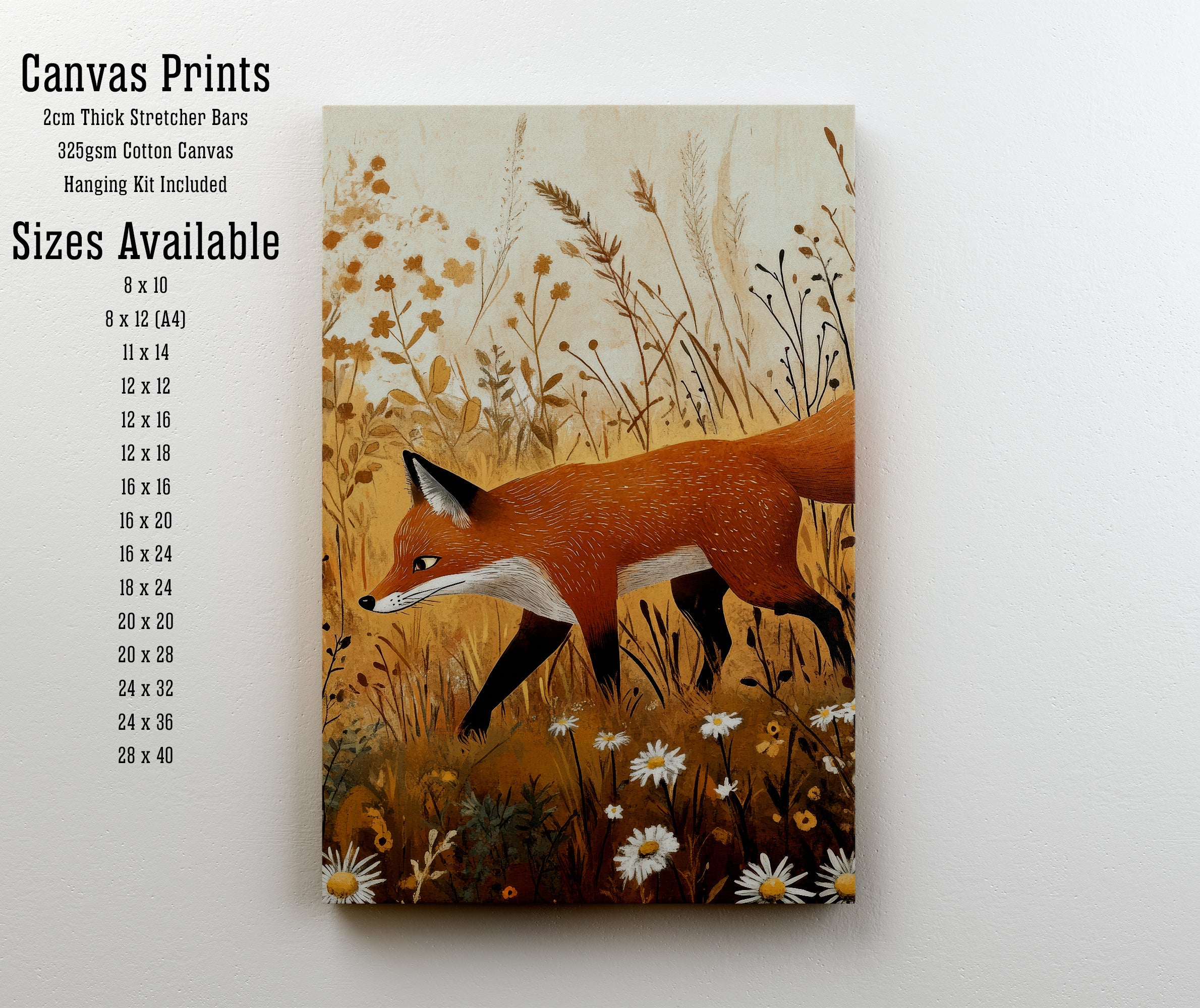 Fox in Wildflower Meadow Art Print