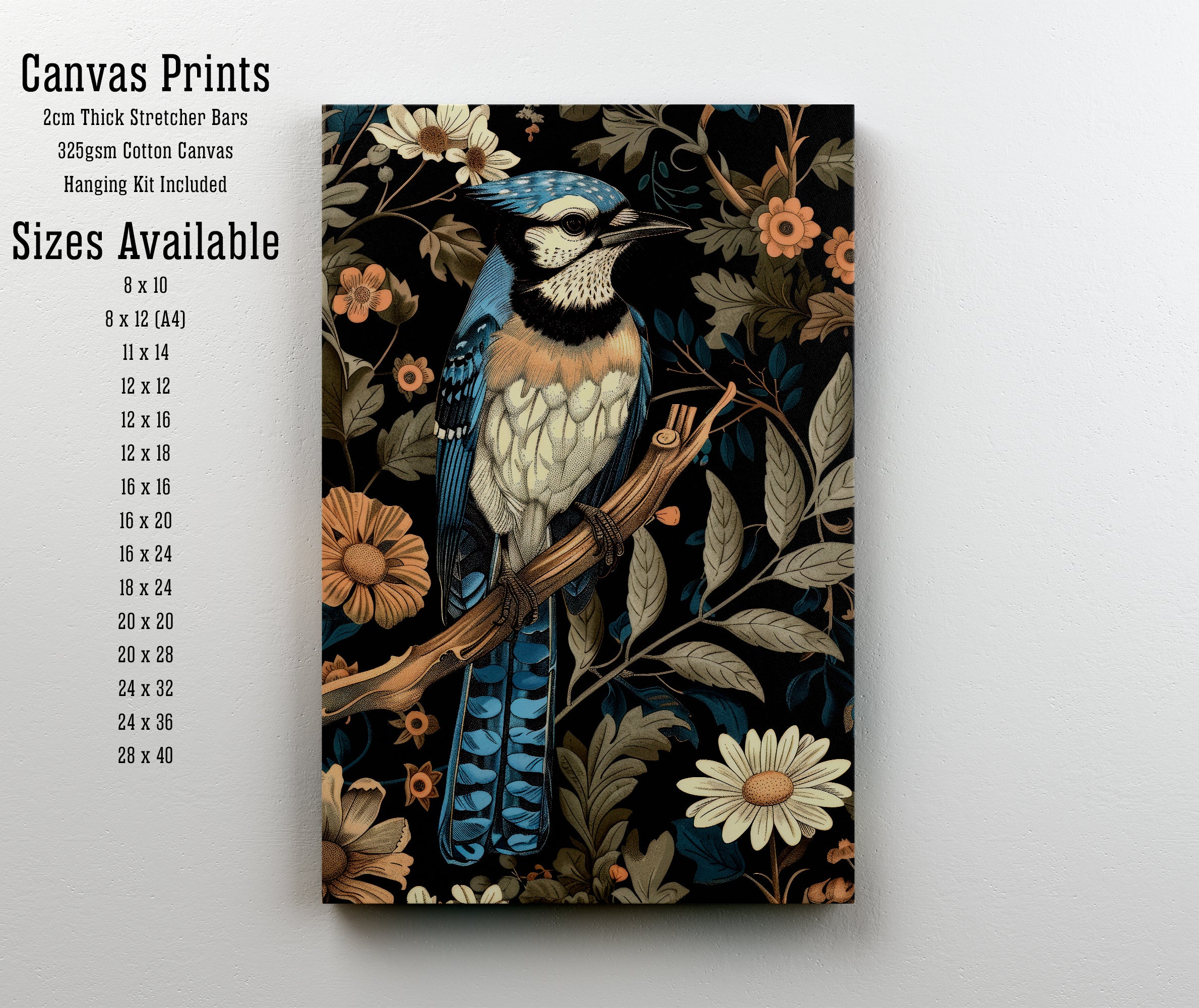 Blue Kingfisher Botanical Art Print