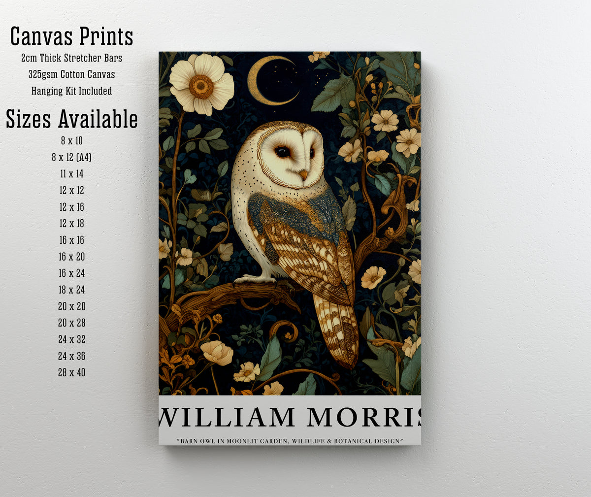 William Morris Inspired Barn Owl Art Print