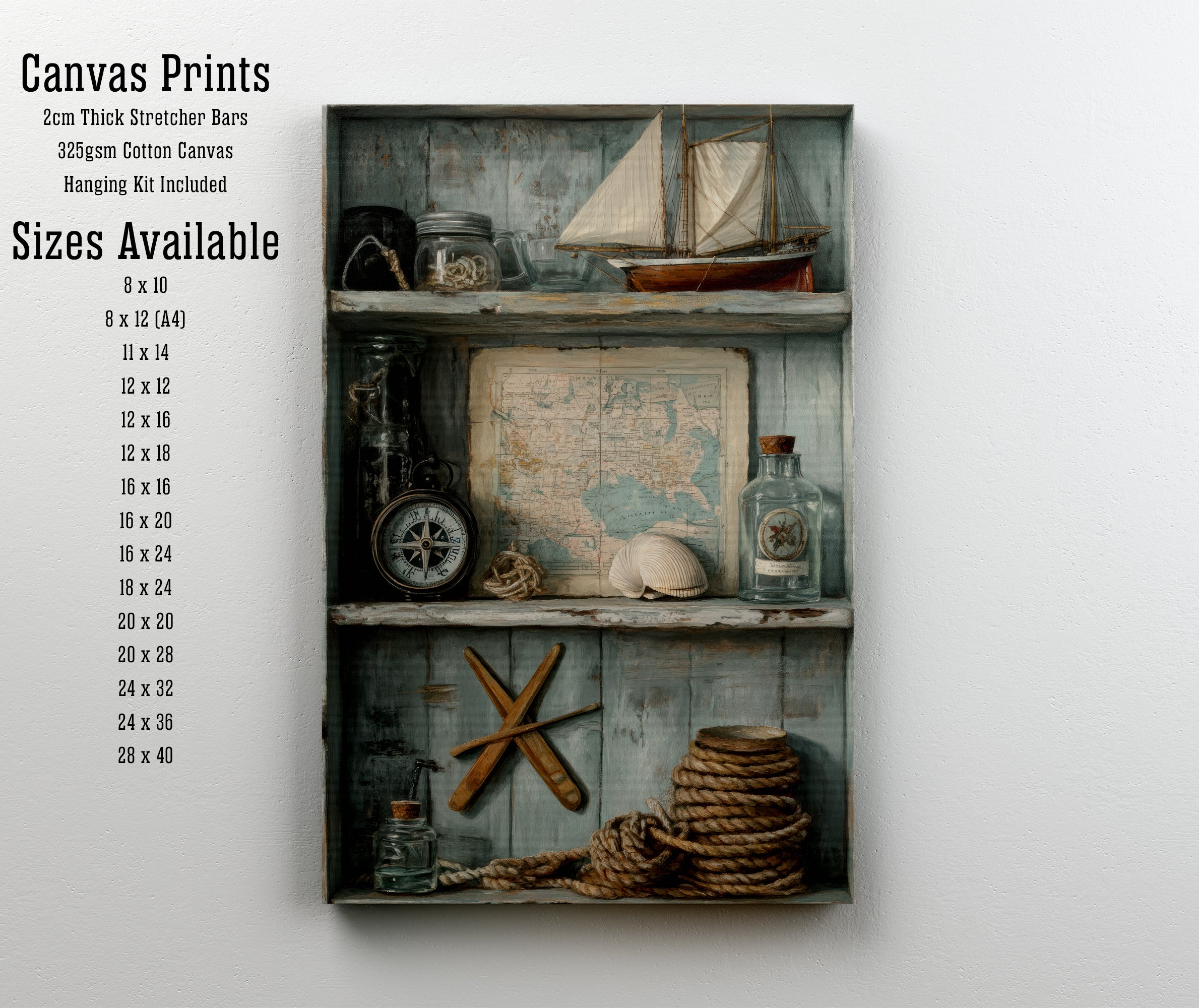 Vintage Nautical Shelf Art Print