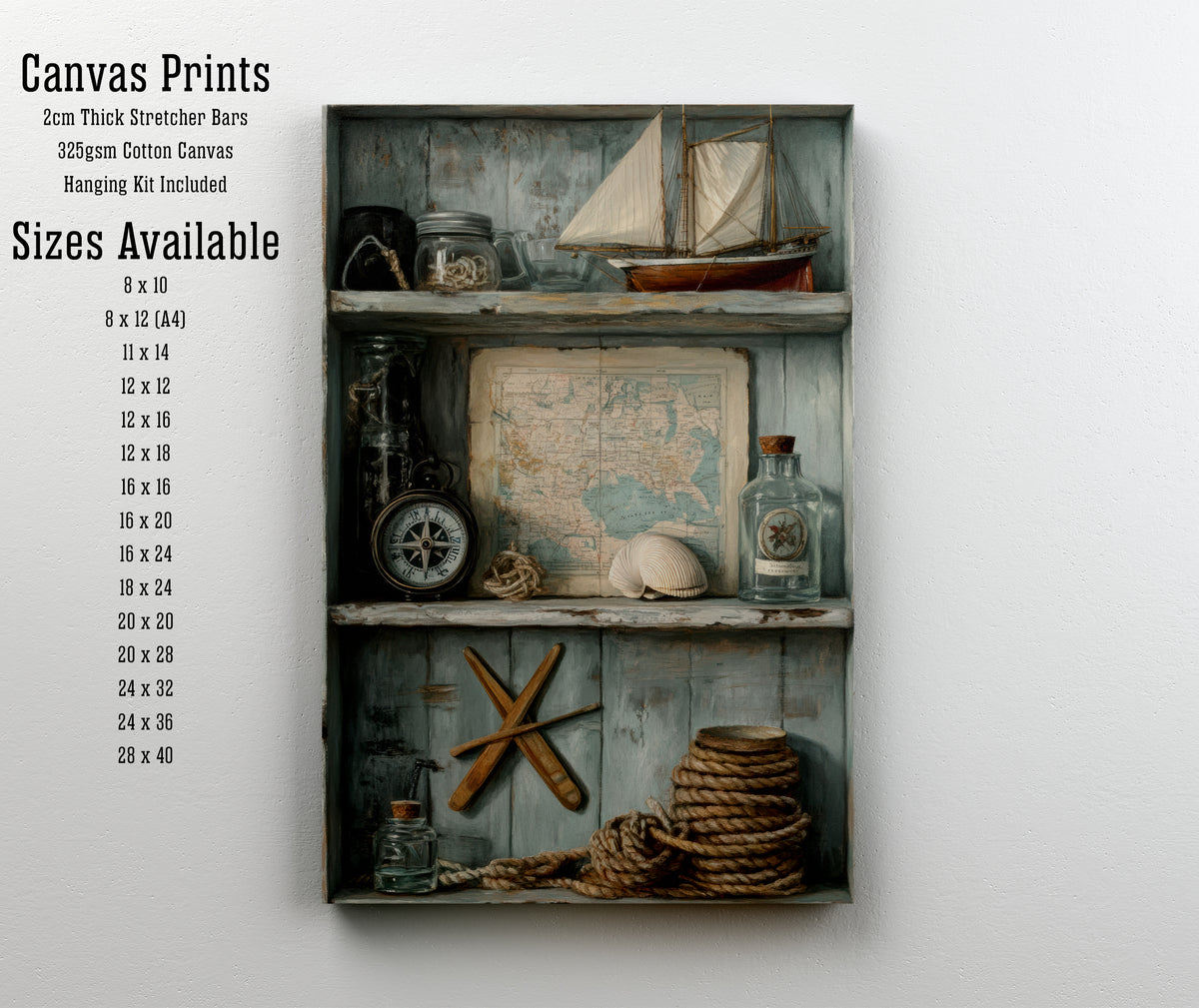 Vintage Nautical Shelf Art Print