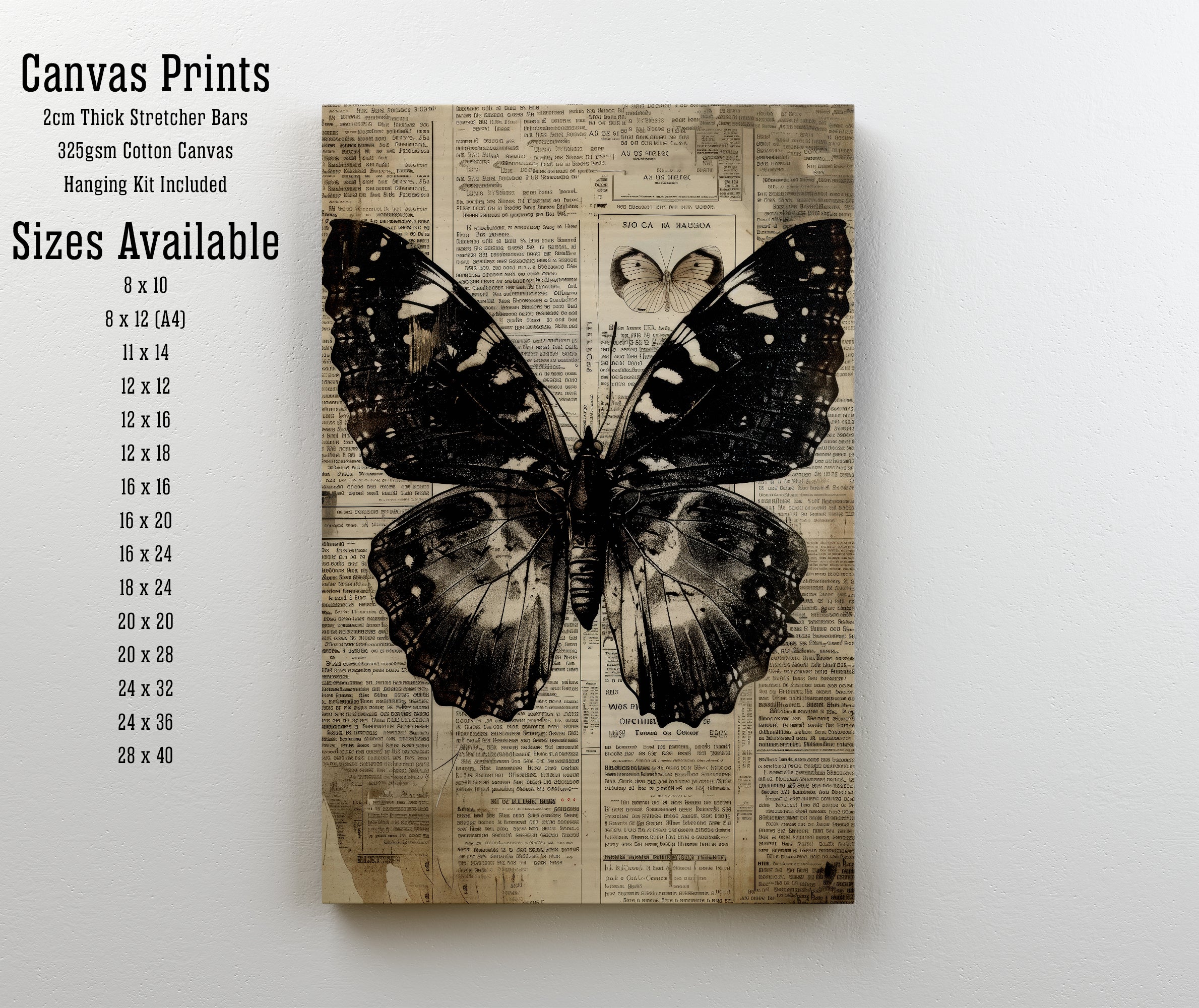 Black Butterfly Vintage Art Print