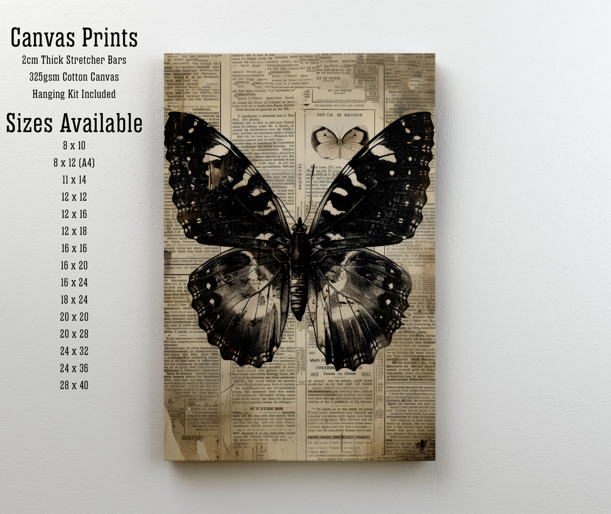 Black Butterfly Vintage Art Print