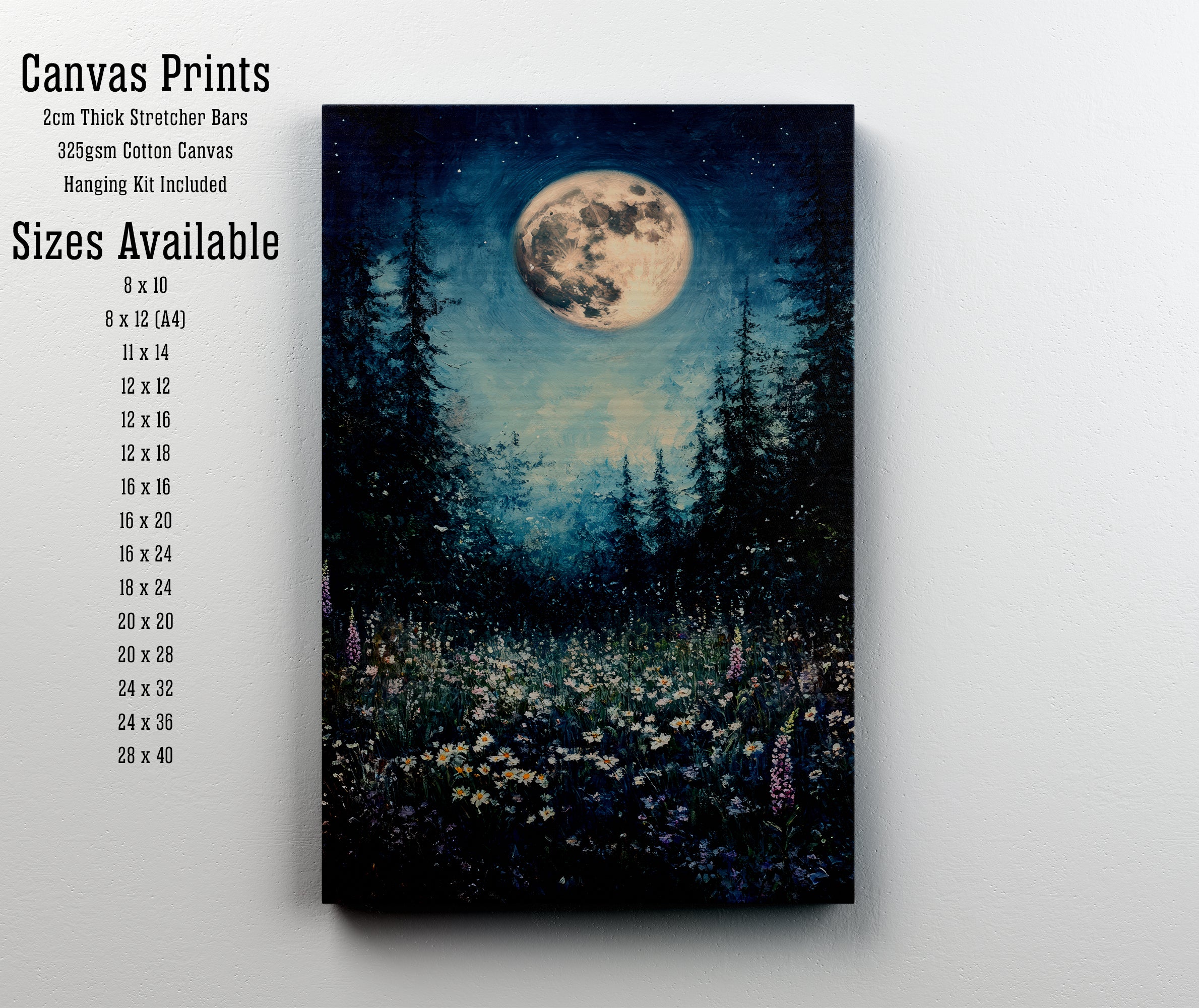 Moonlit Wildflower Meadow Art Print
