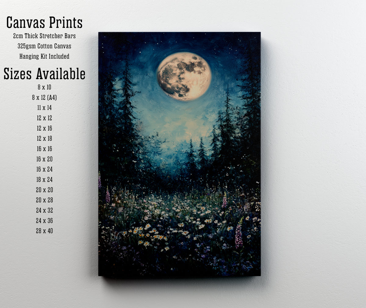 Moonlit Wildflower Meadow Art Print