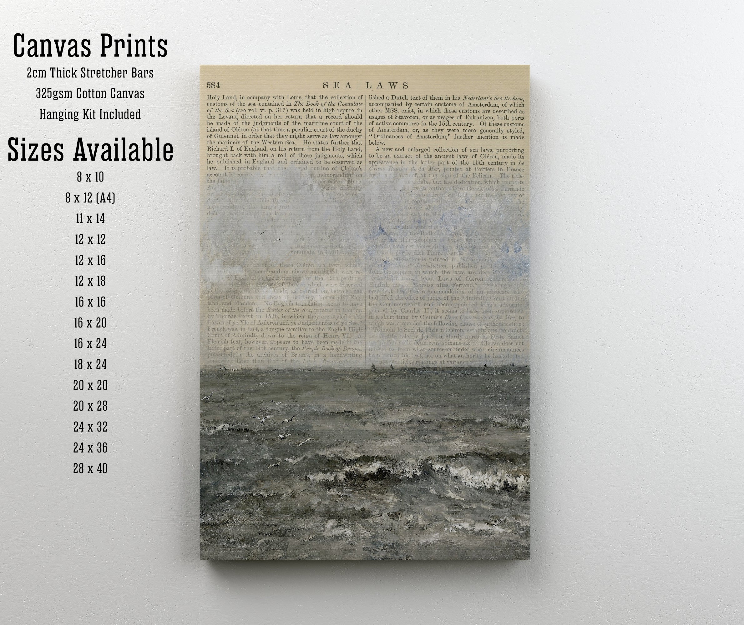 Vintage Text Seascape Art Print