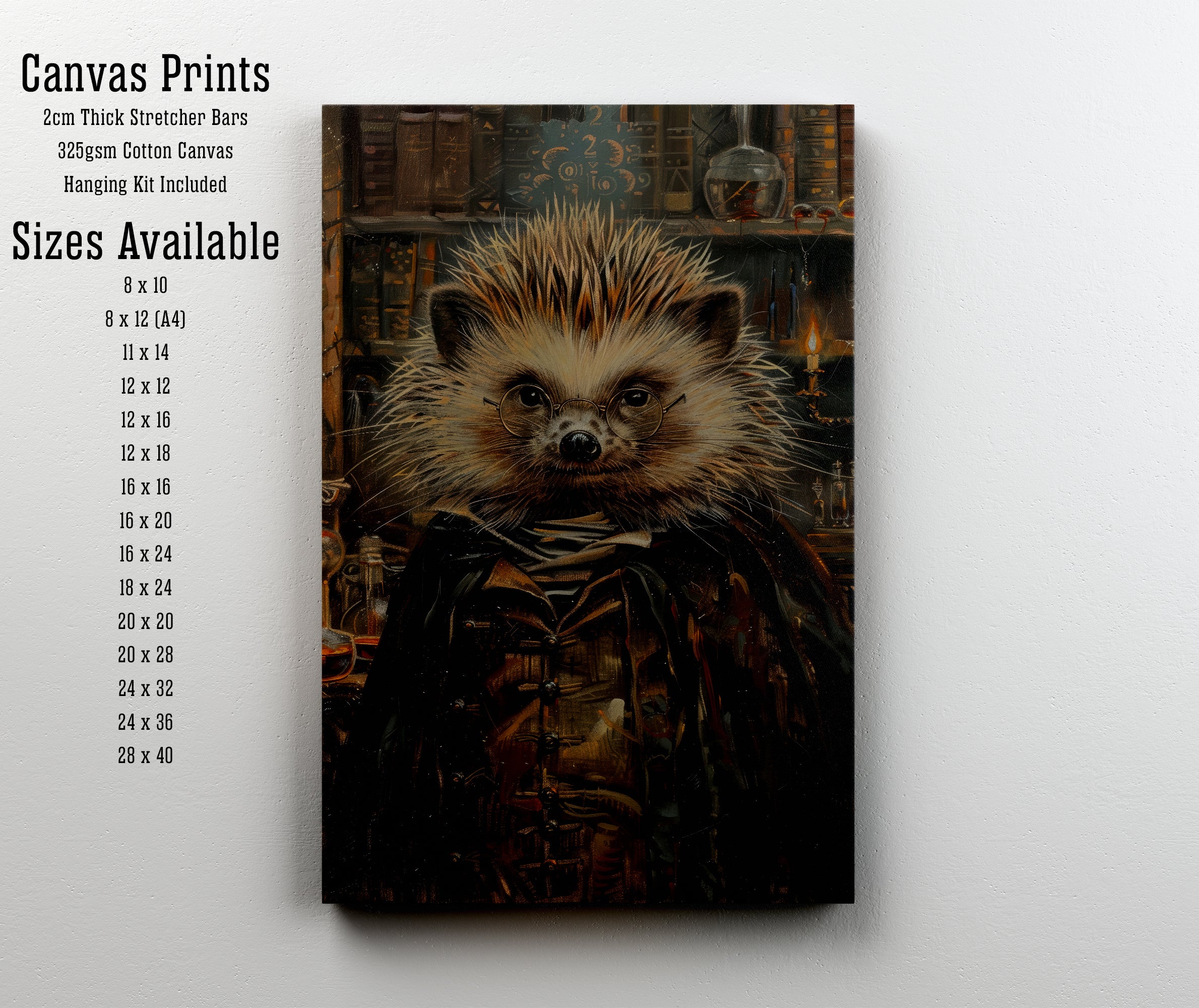 Hedgehog Dark Academia Art Print