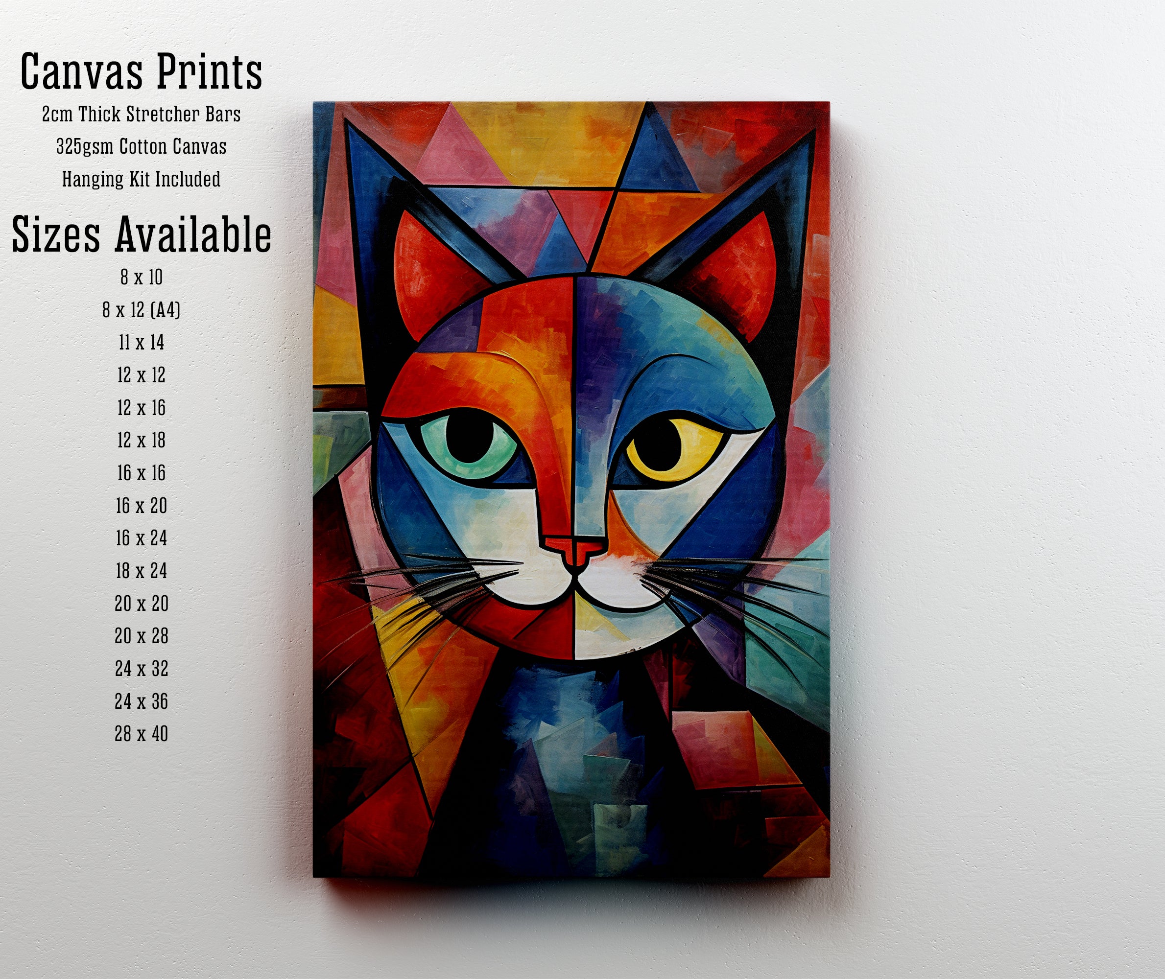 Colourful Cubist Cat Art Print