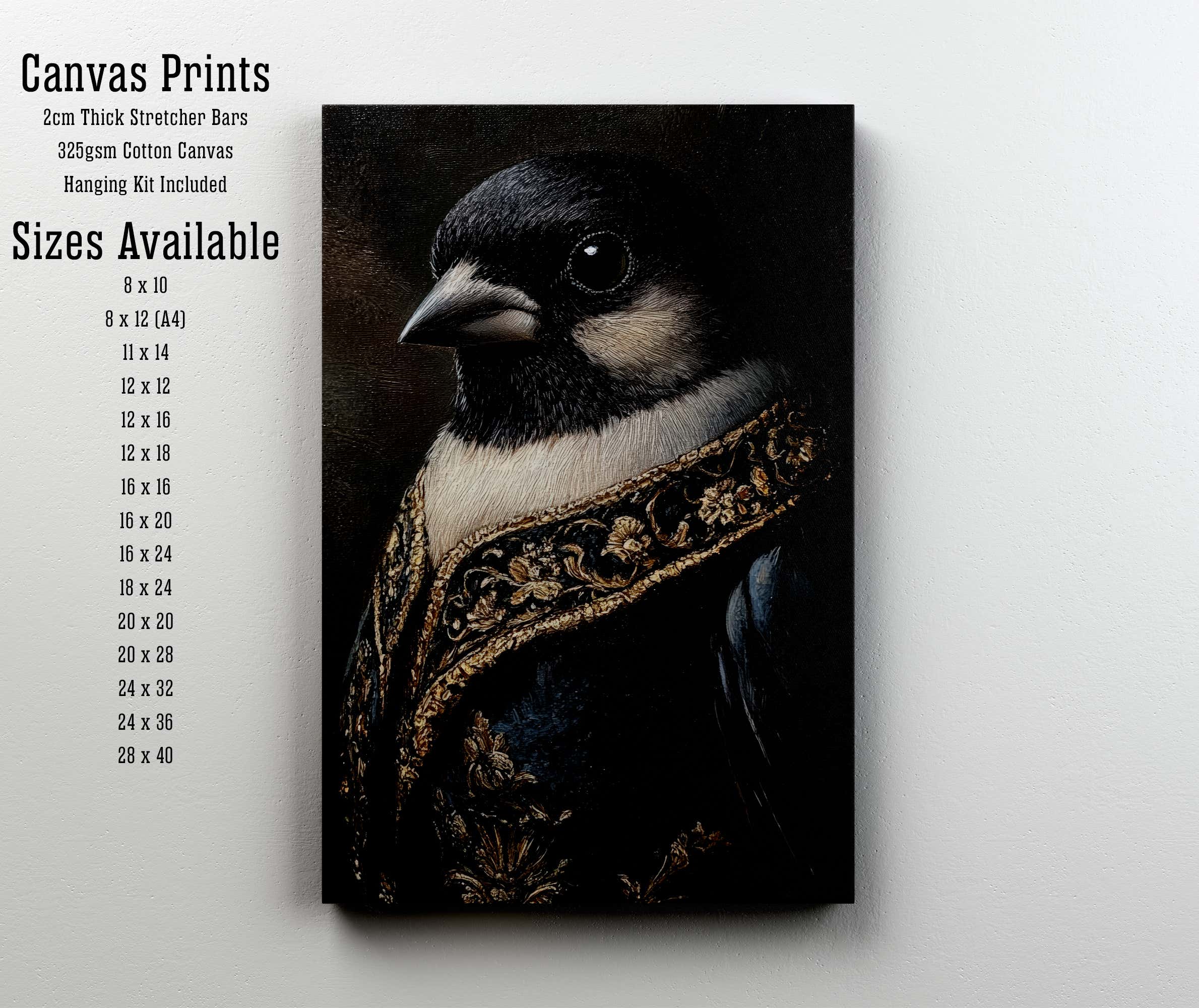 Ornate Black Bird Dark Academia Art Print