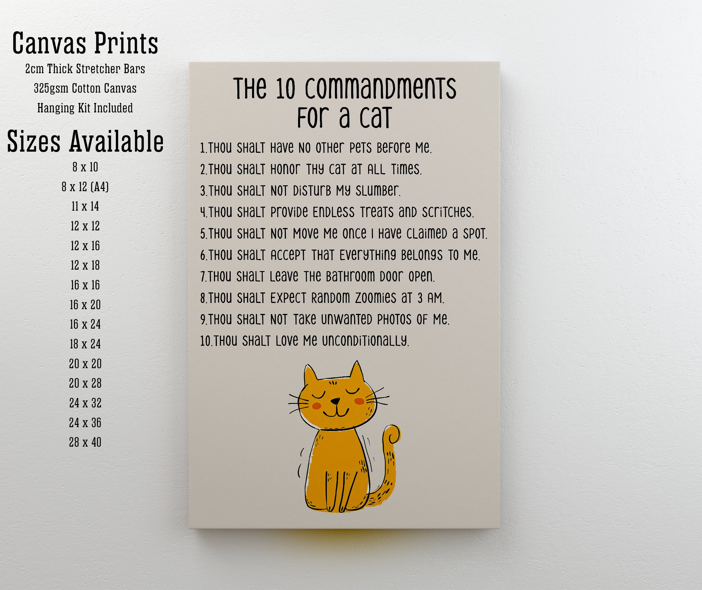 Cat Commandments Typography Art Print