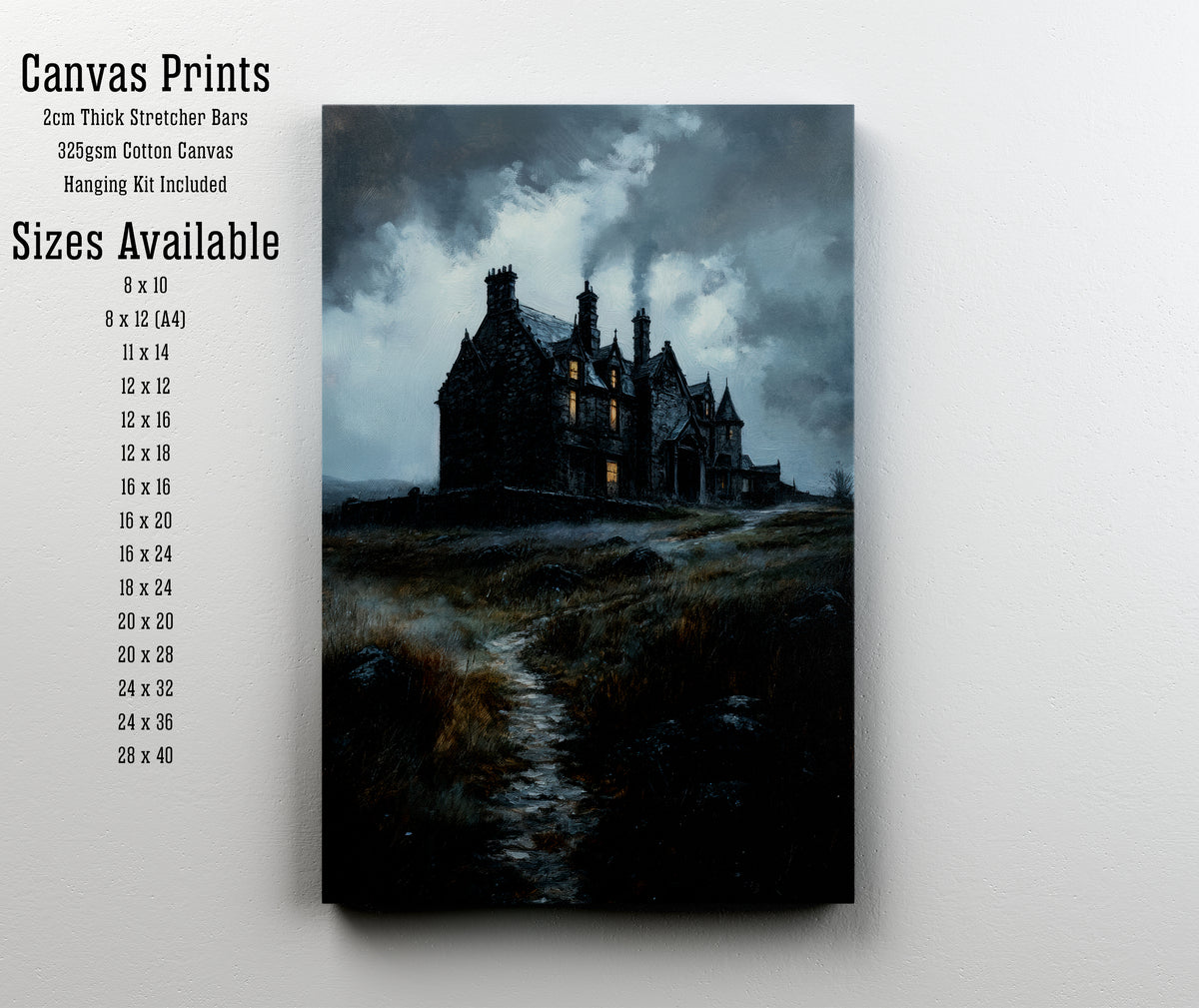 Gothic Manor Dark Landscape Art Print