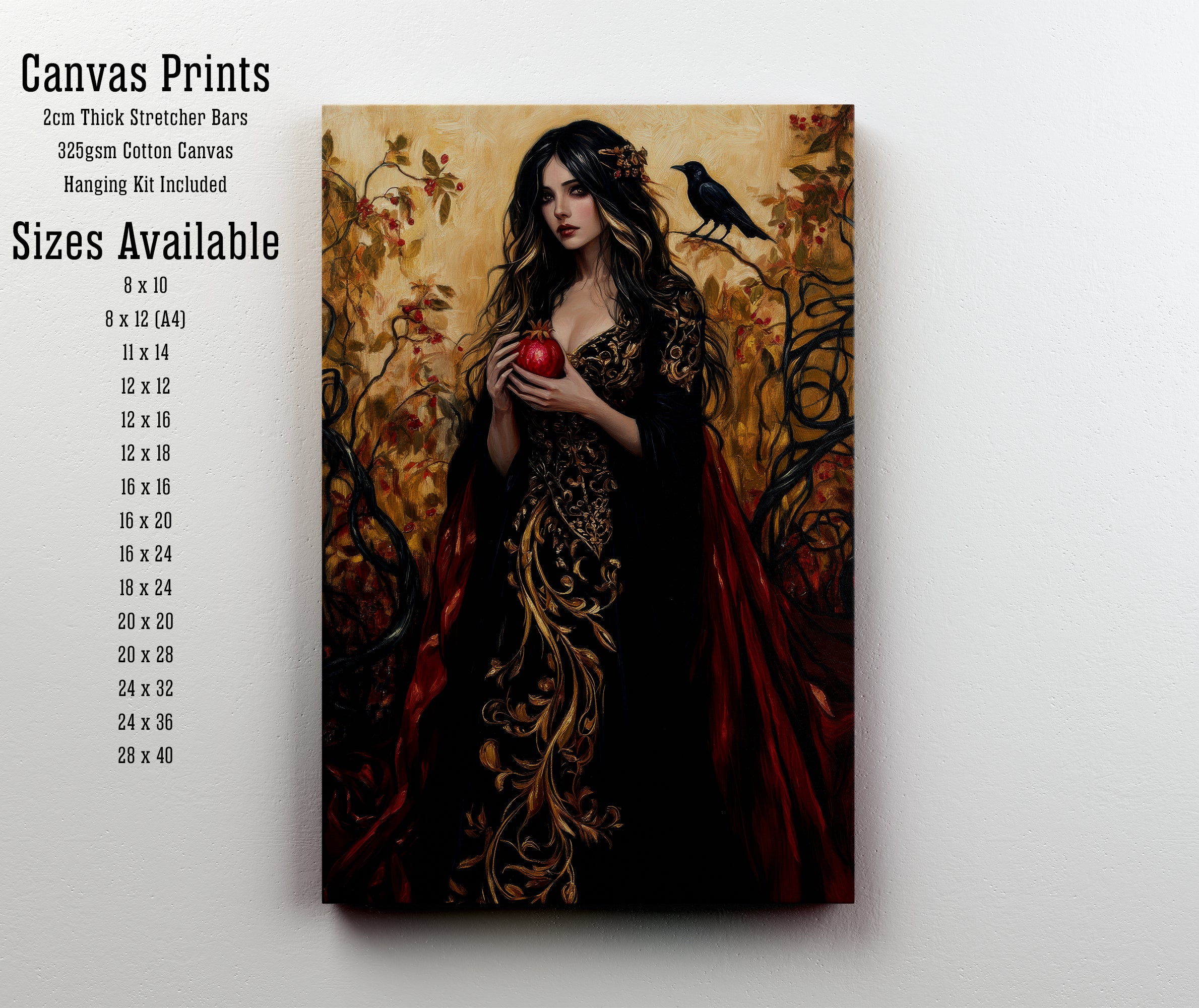 Gothic Woman with Raven Art Print