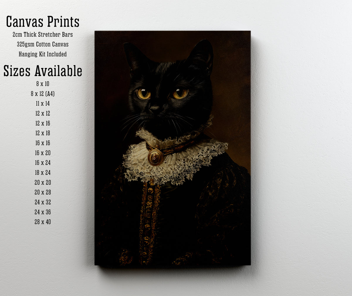 Black Cat Dark Academia Art Print