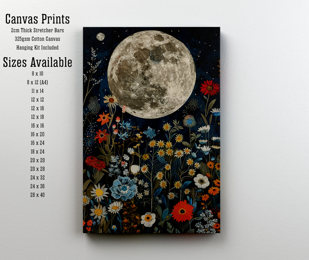 Moonlit Wildflower Garden Art Print