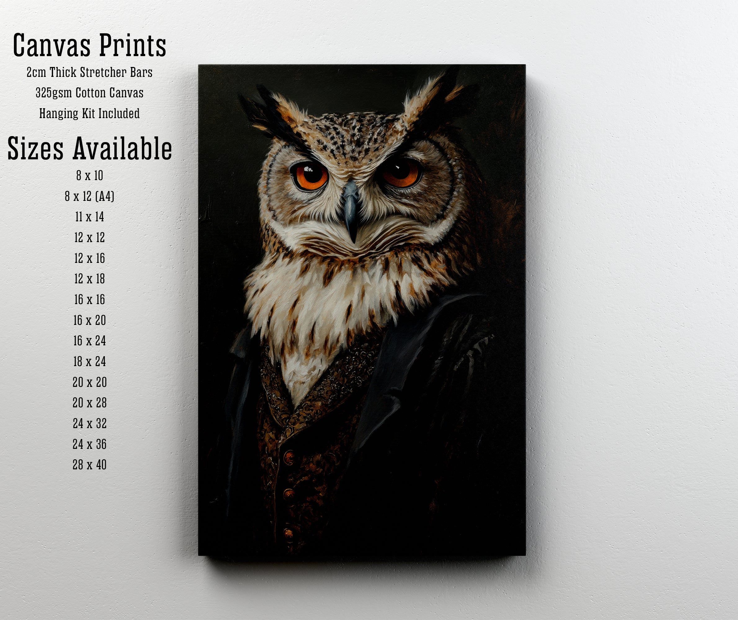 Gothic Owl Dark Academia Art Print