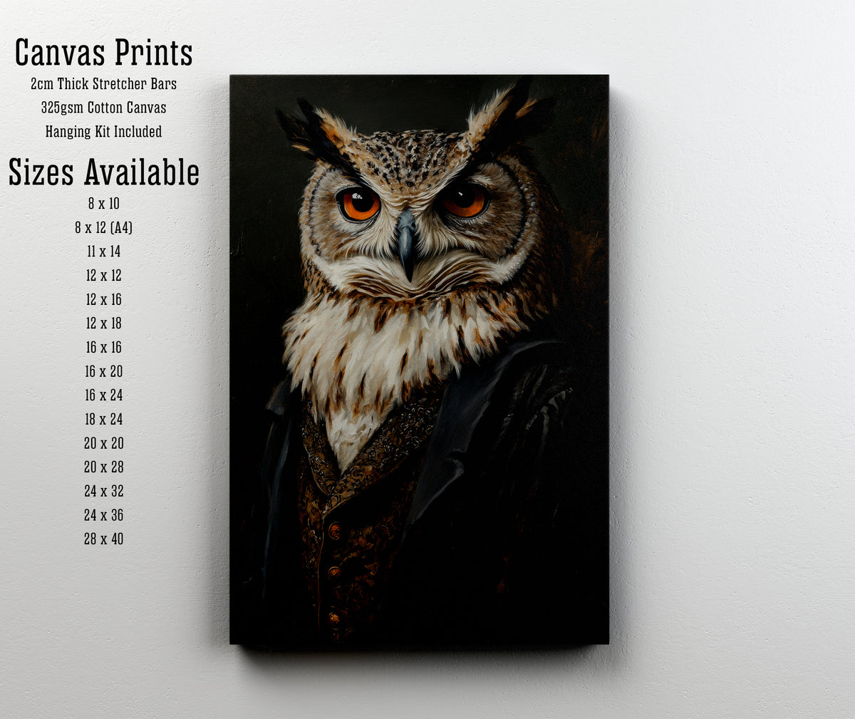 Gothic Owl Dark Academia Art Print