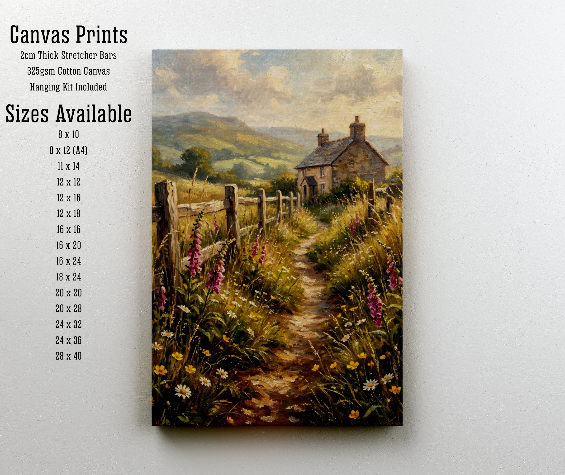 Mountain Cottage Wildflower Art Print