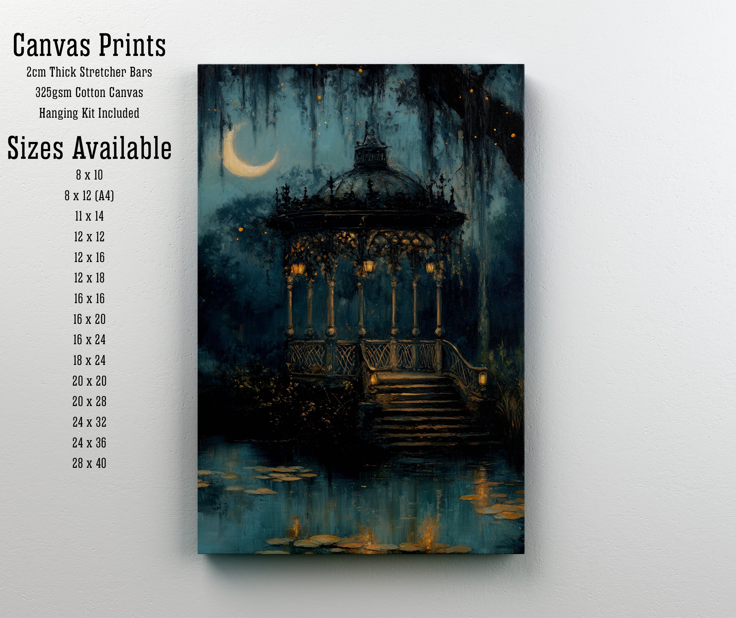 Moonlit Garden Pavilion Art Print