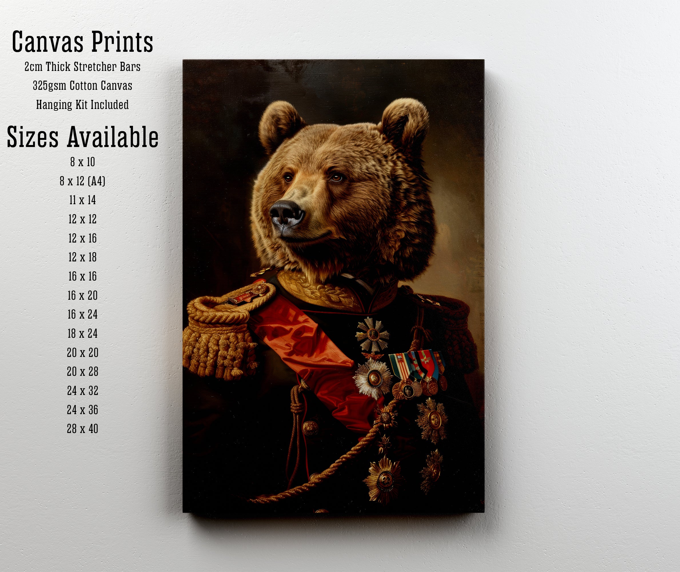Brown Bear Military Portrait Art Print
