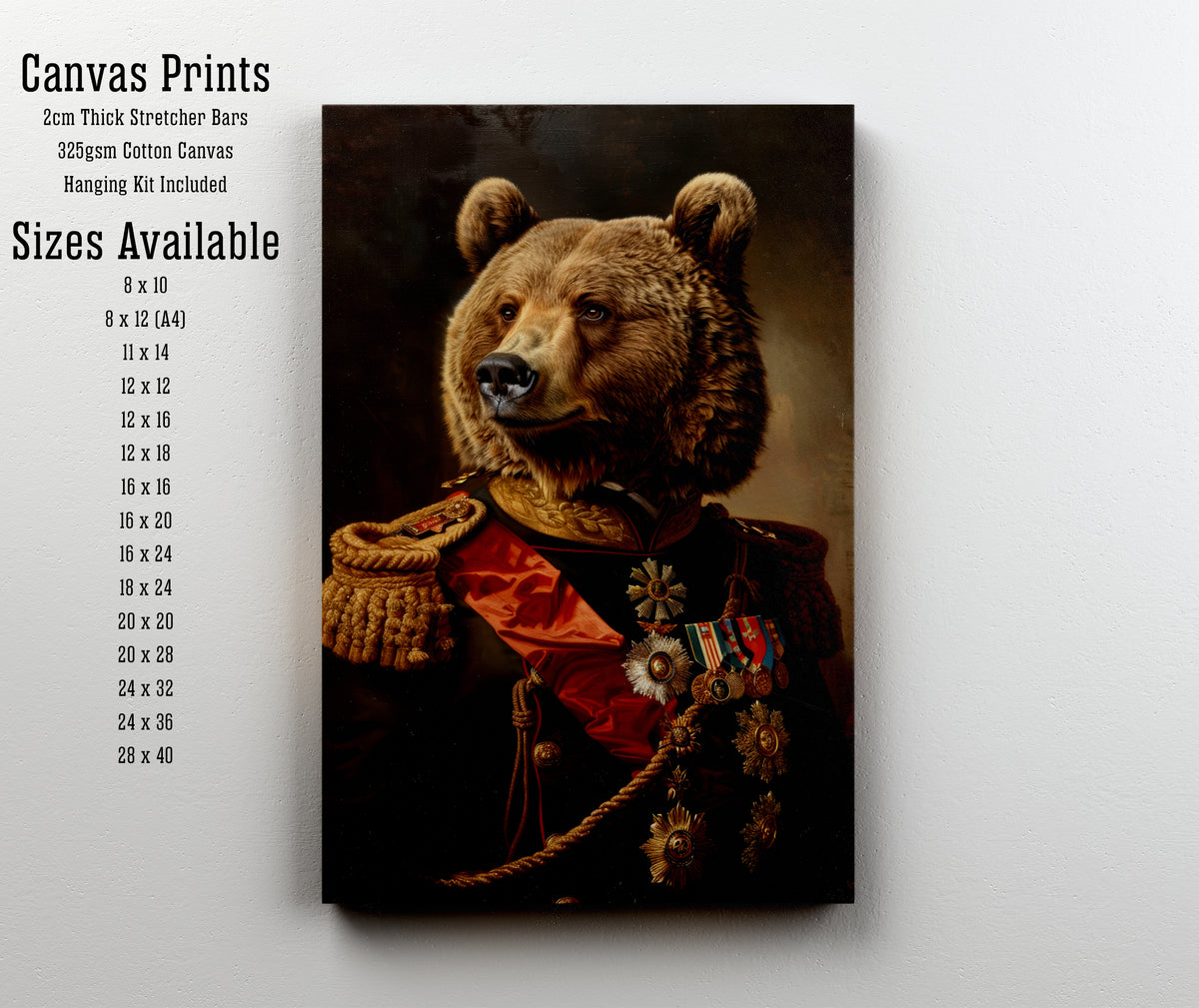 Brown Bear Military Portrait Art Print