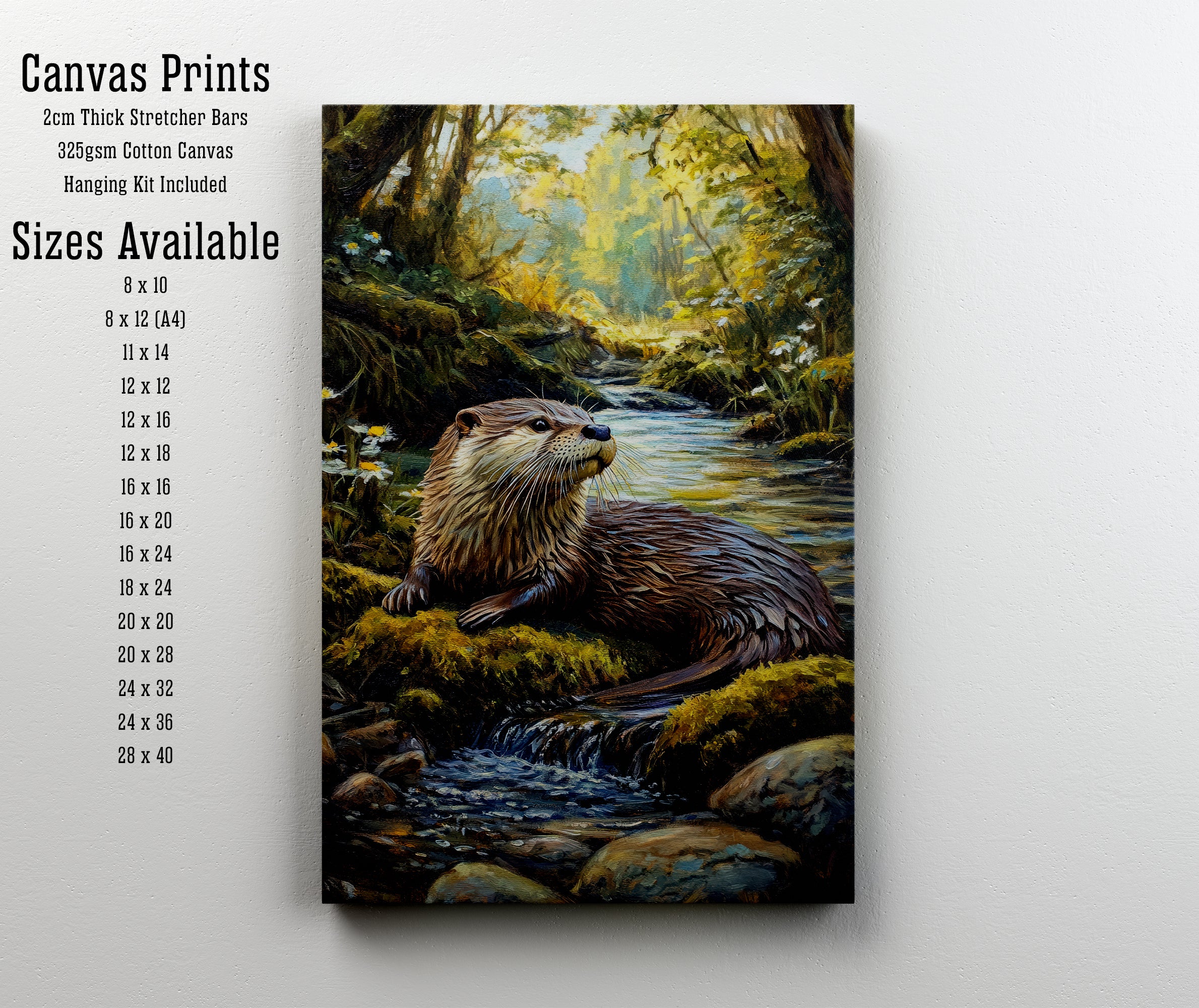 Woodland Otter Stream Art Print