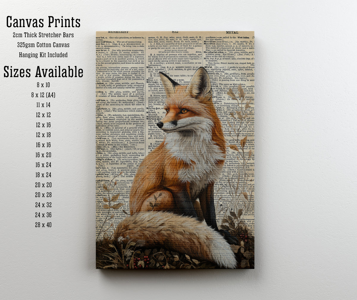 Vintage Fox Dictionary Art Print