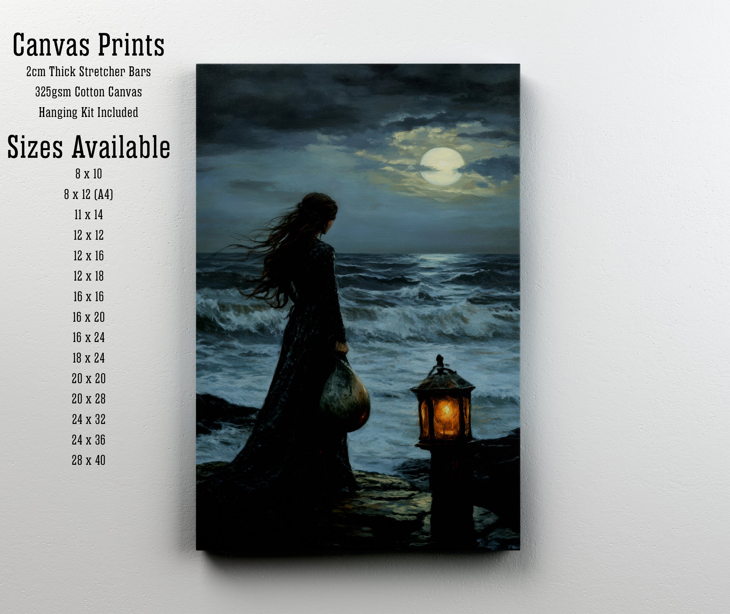 Moonlit Seaside Woman Art Print