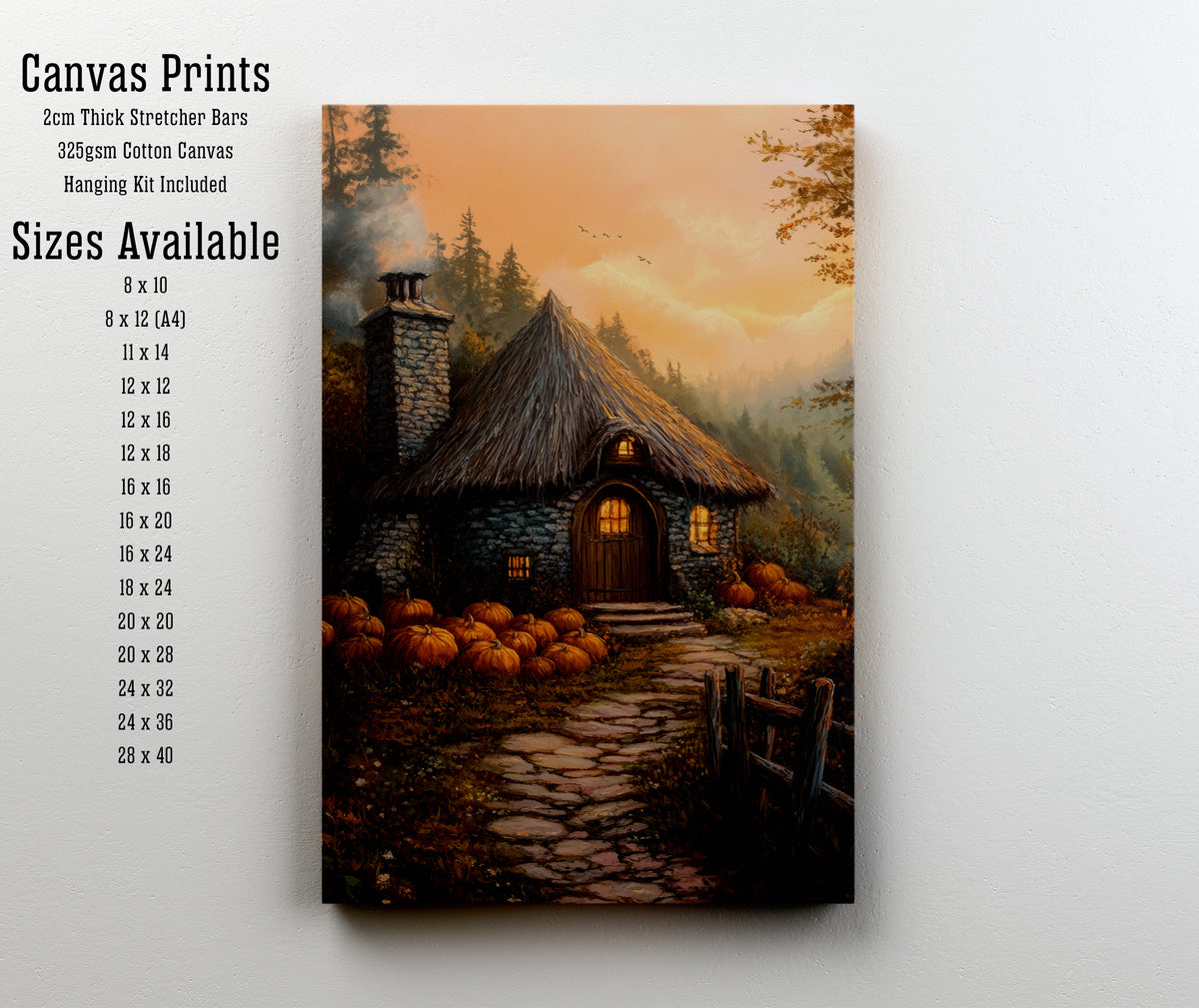 Autumn Cottage Pumpkin Art Print