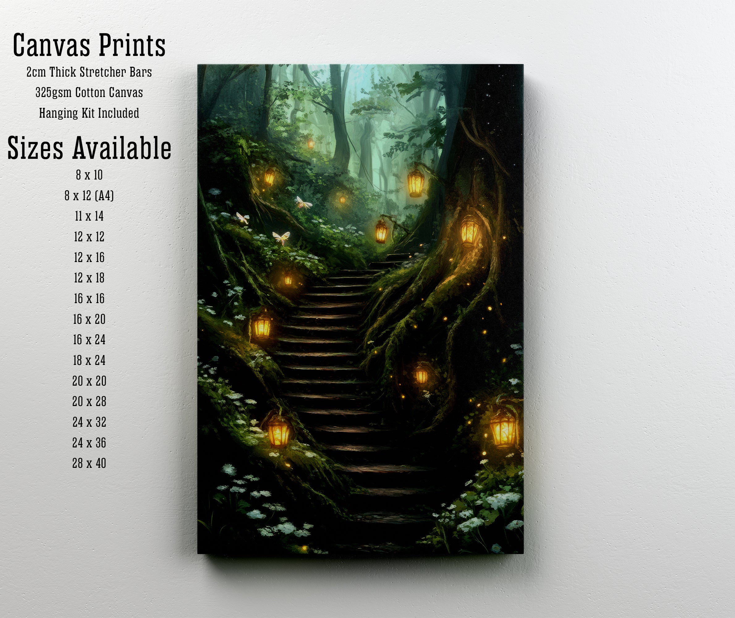 Enchanted Forest Lantern Path Art Print