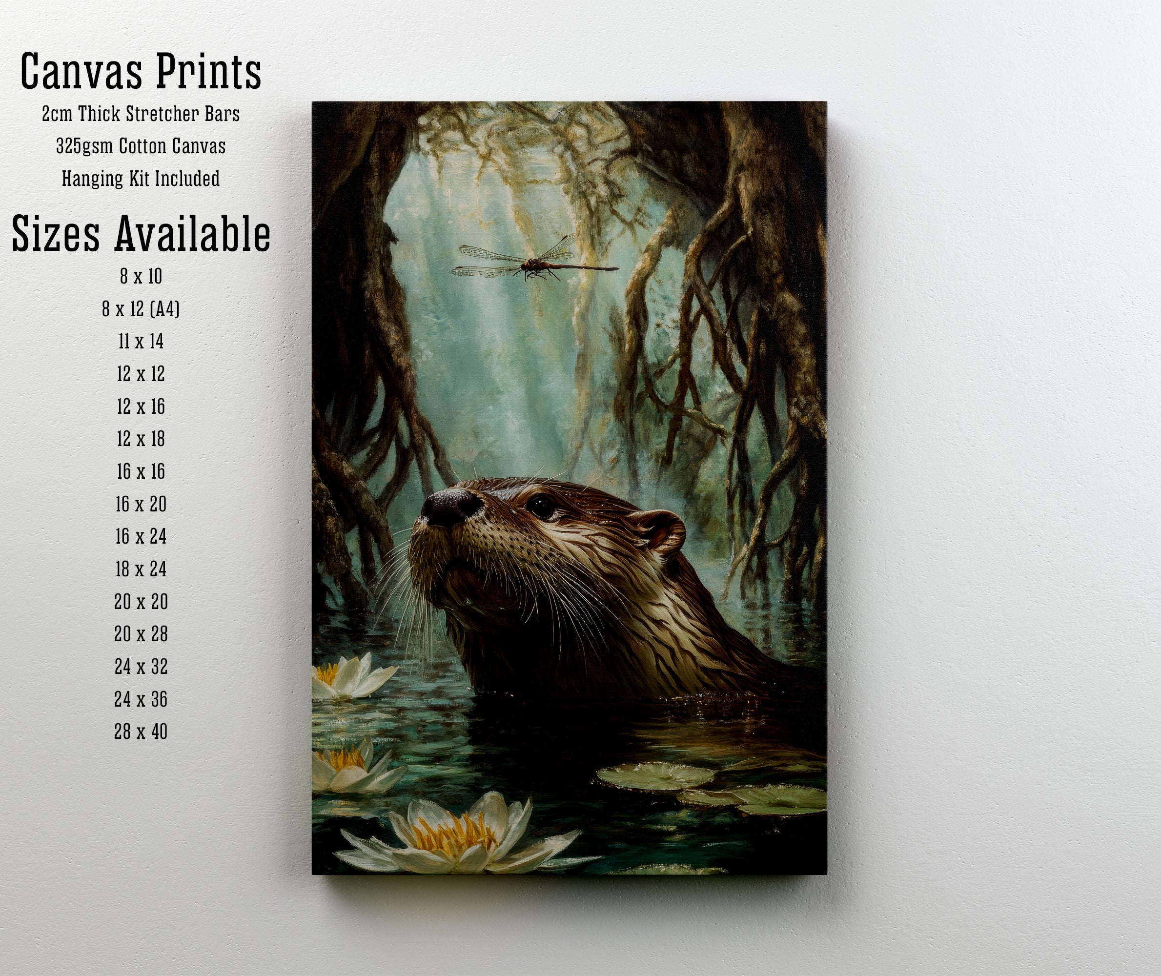 Woodland Otter Waterlily Art Print