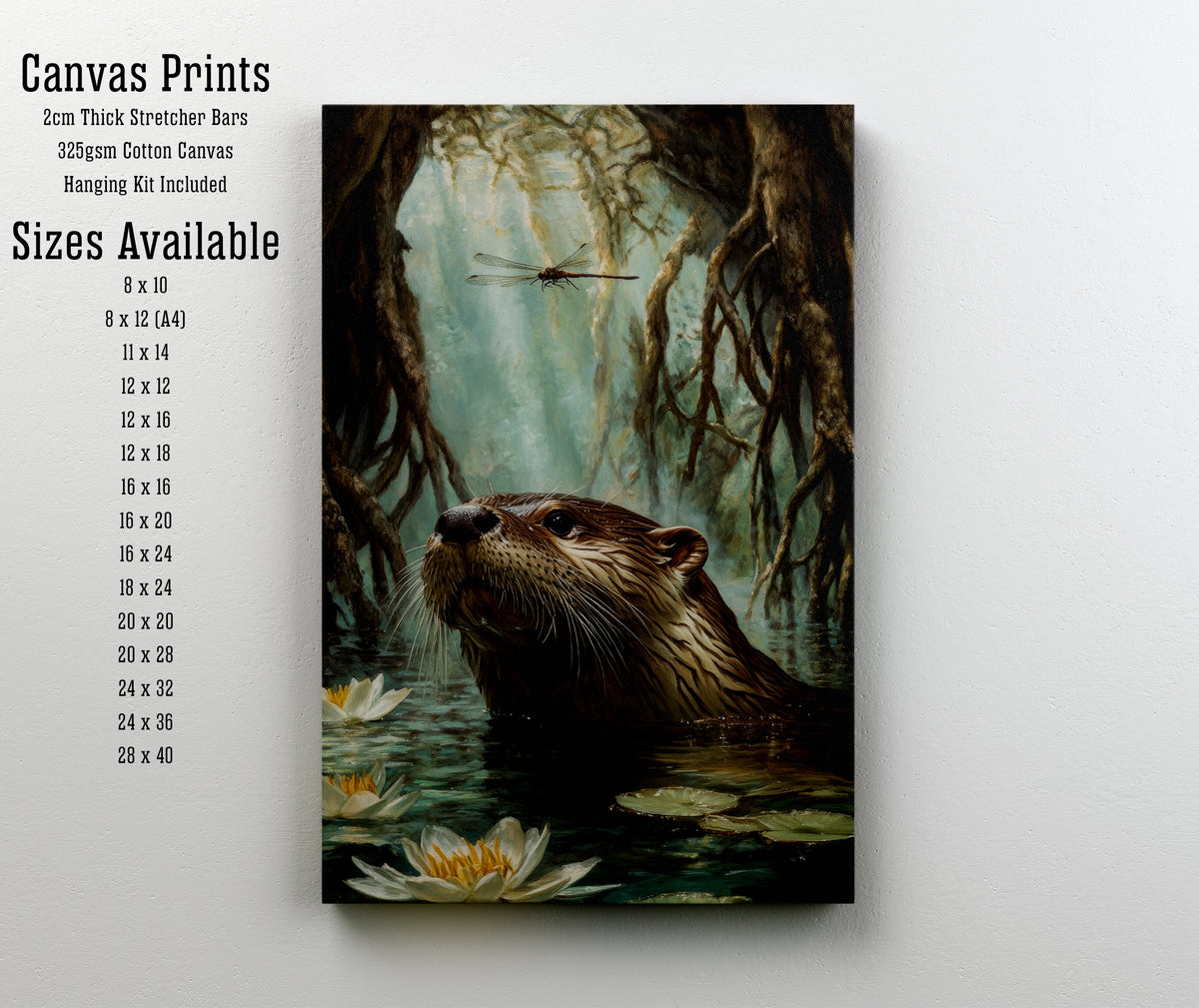 Woodland Otter Waterlily Art Print