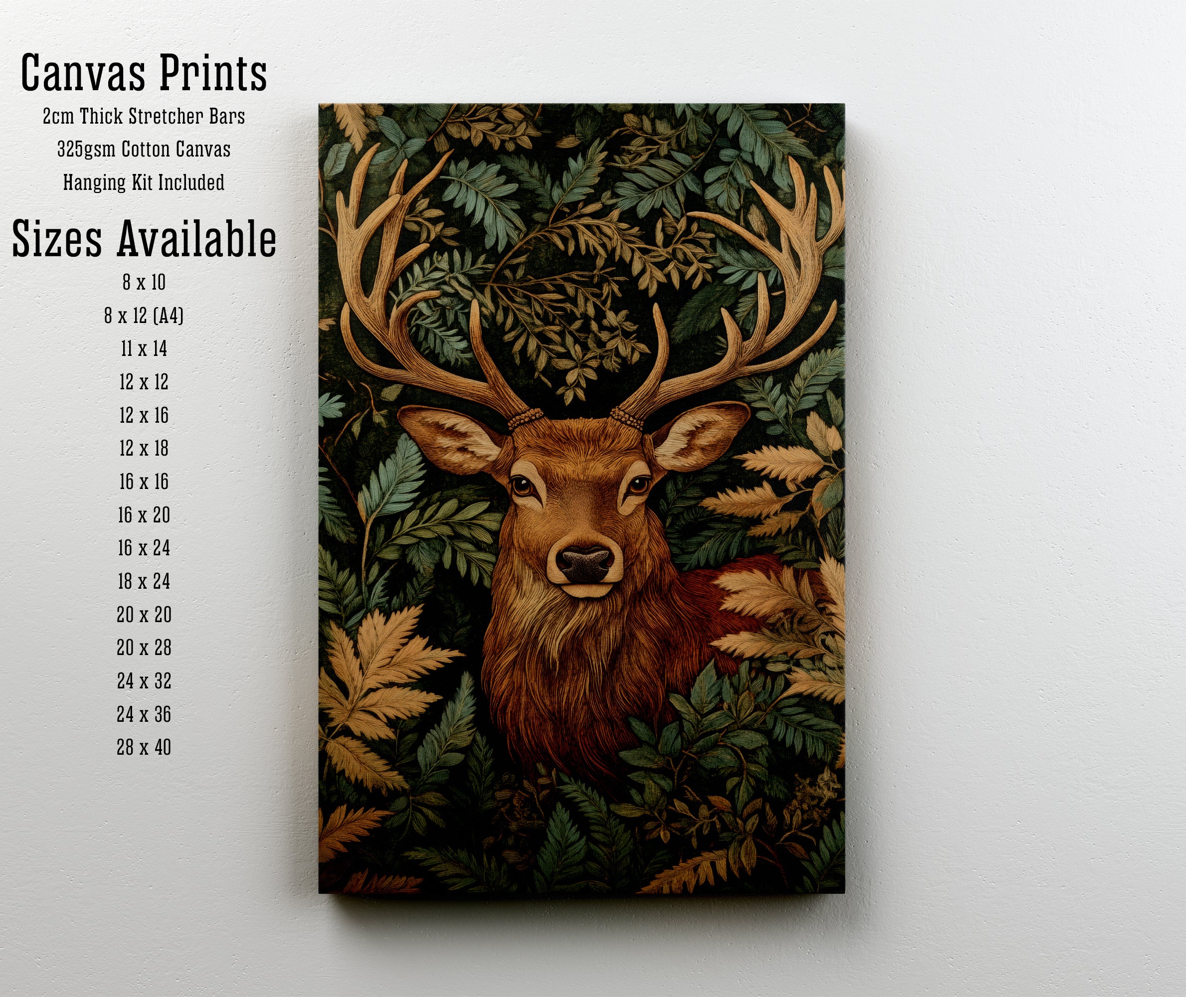 Stag Woodland Botanical Art Print