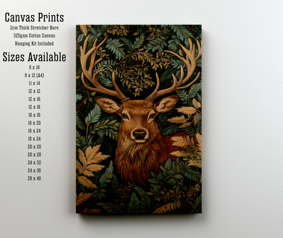Stag Woodland Botanical Art Print