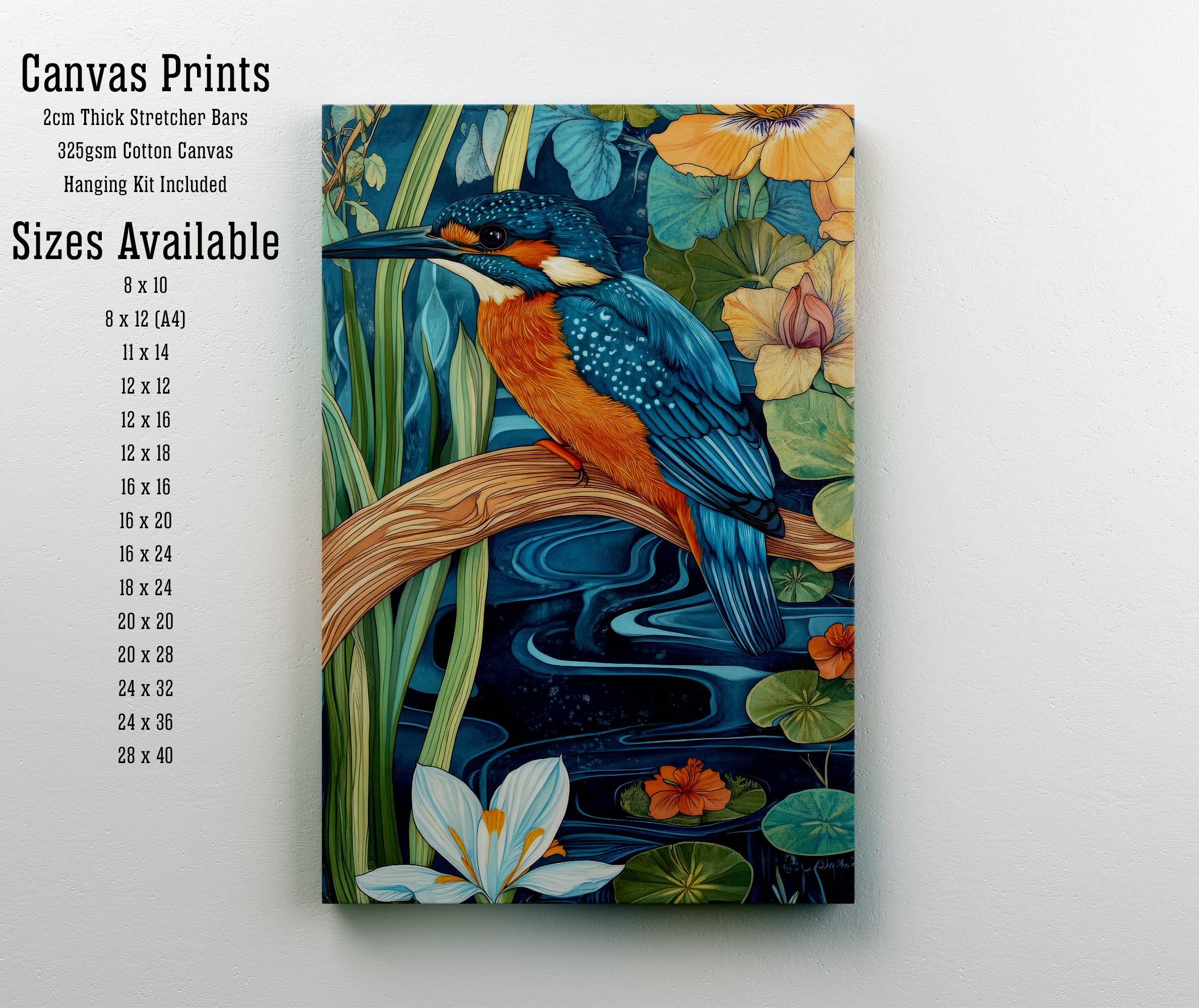 Kingfisher Water Lily Art Print