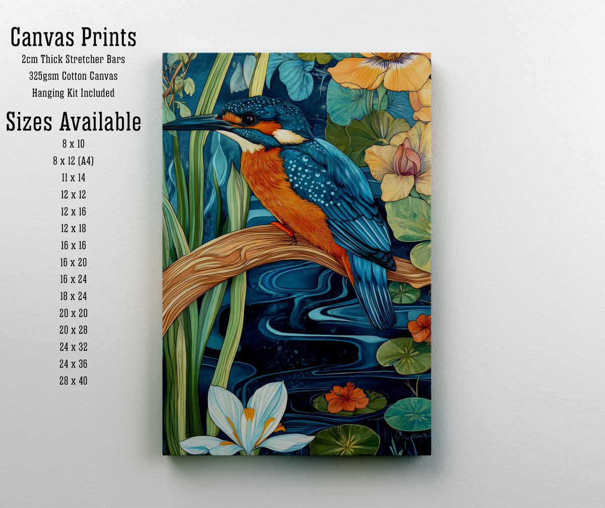 Kingfisher Water Lily Art Print