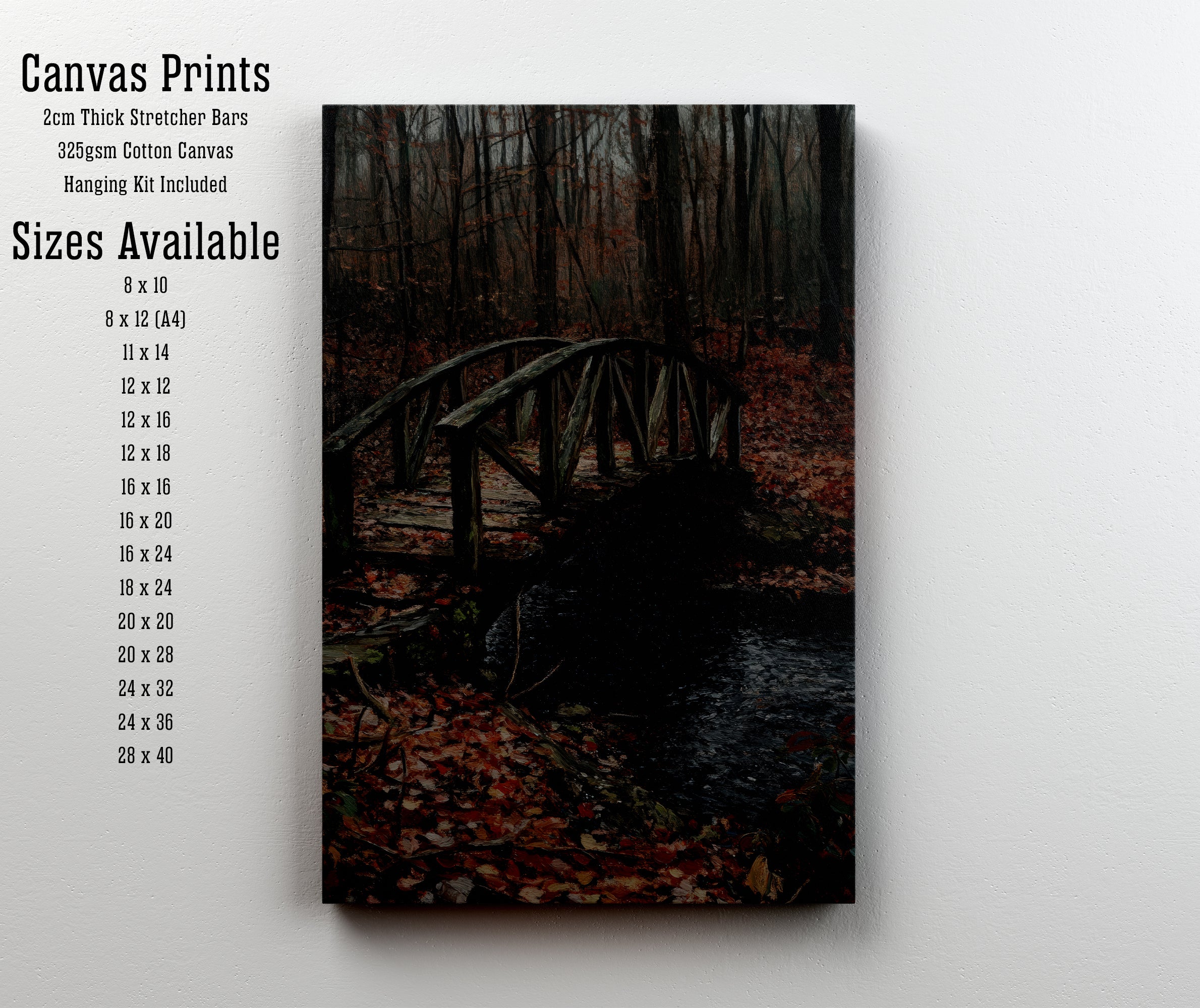 Autumn Woodland Bridge Art Print
