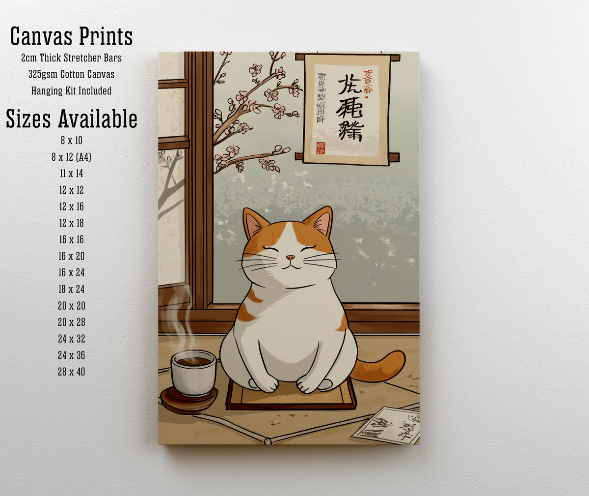 Japanese Cat Tea Room Art Print