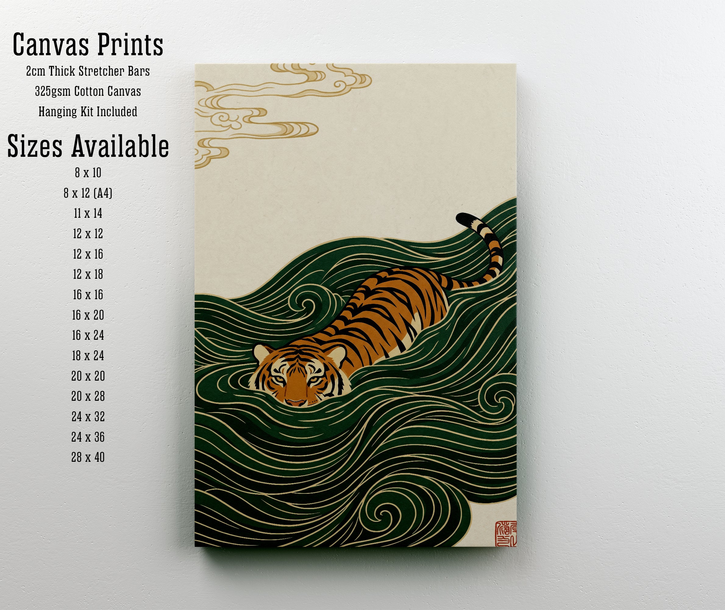 Japanese Tiger Wave Art Print