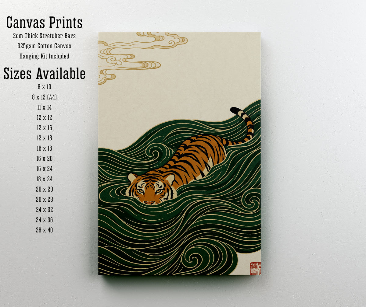 Japanese Tiger Wave Art Print