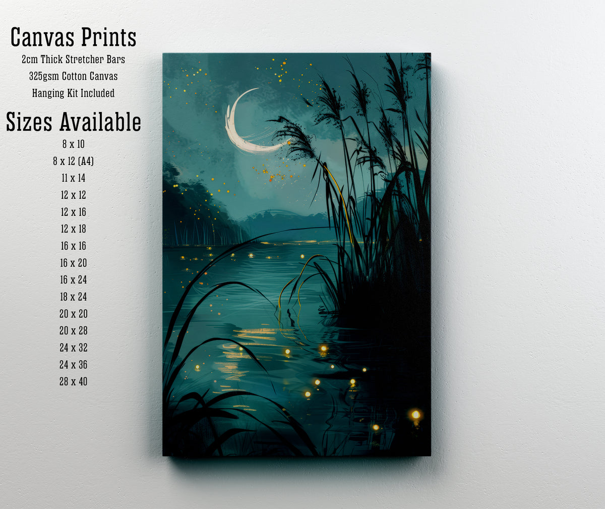 Moonlit Marsh Firefly Art Print