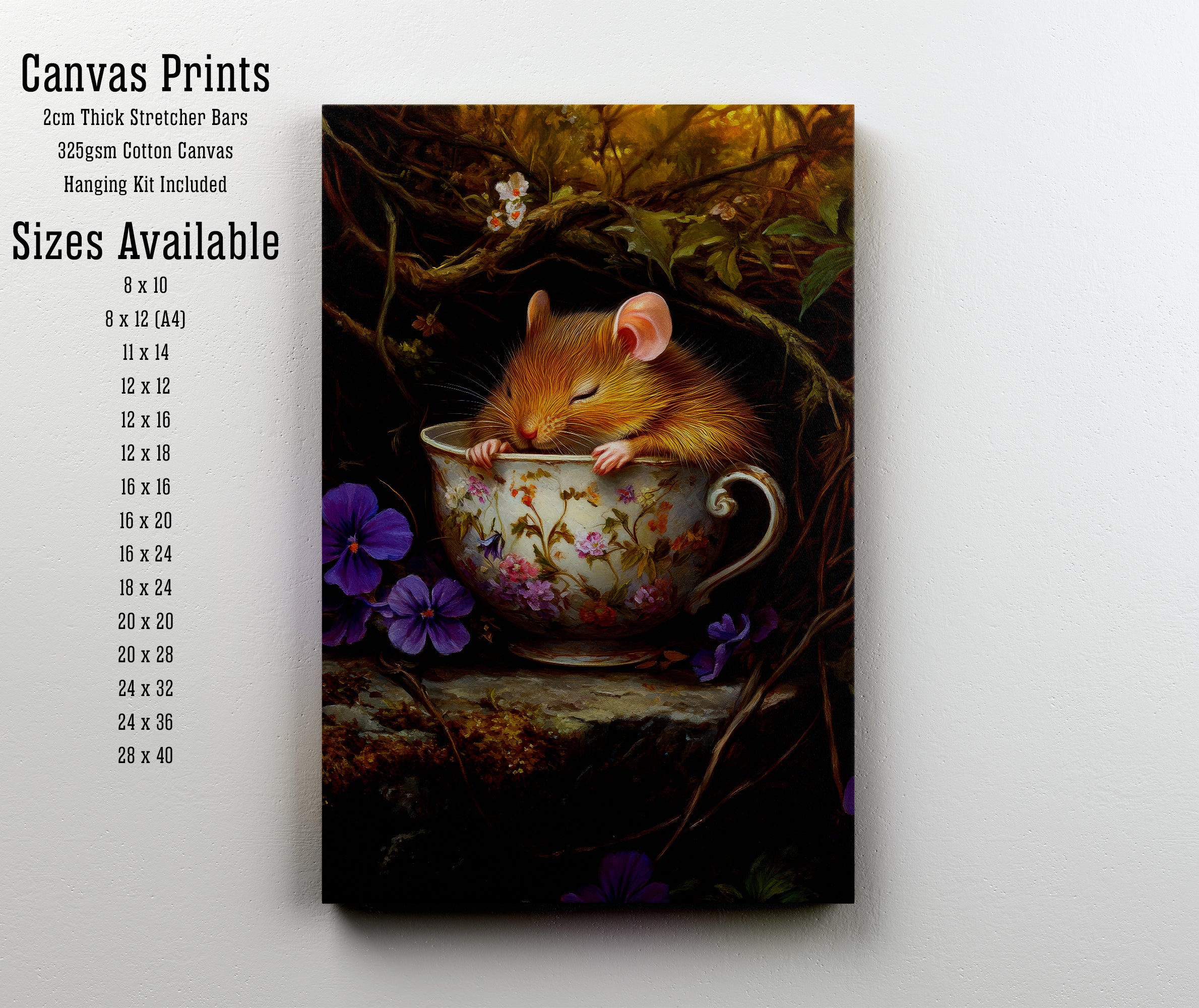 Sleeping Mouse Teacup Art Print