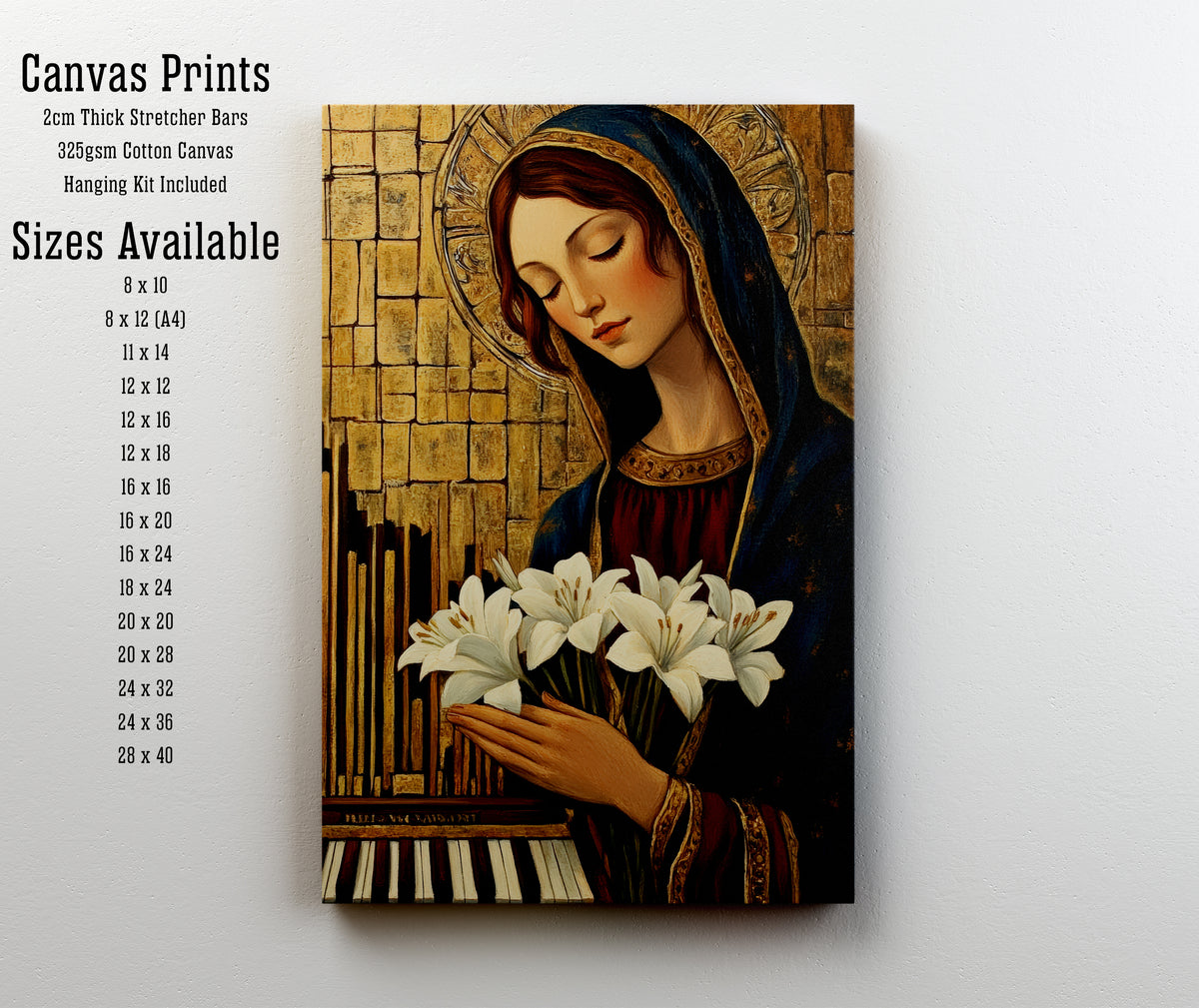 Blue Veiled Woman and Lilies Art Print