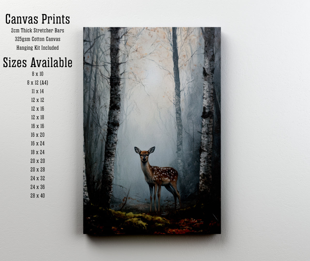Fawn in Birch Forest Art Print