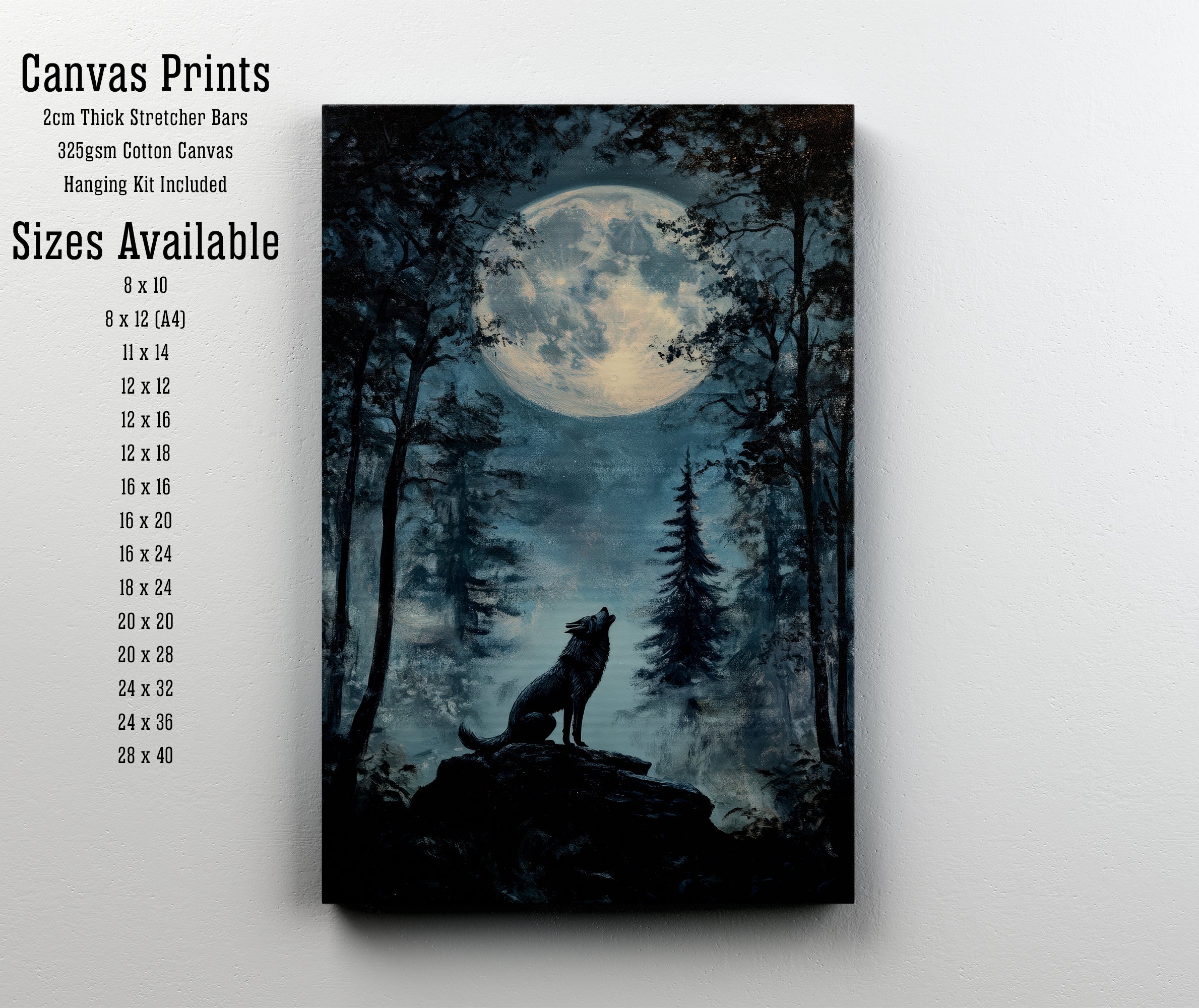 Howling Wolf Moonlit Forest Art Print