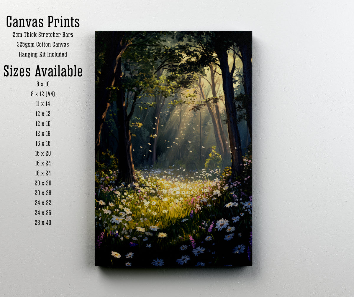 Sunlit Woodland Wildflower Art Print