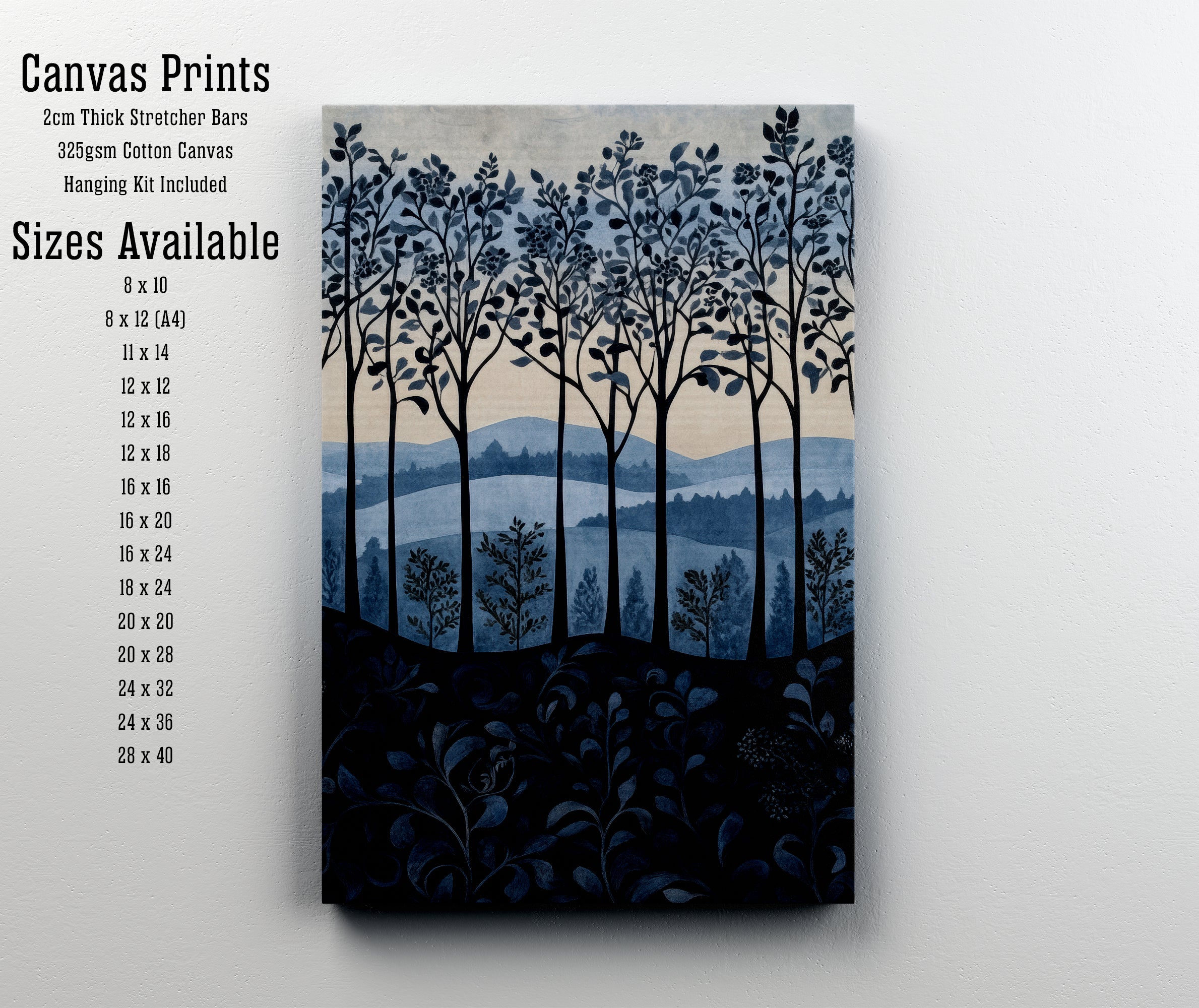 Blue Woodland Landscape Art Print