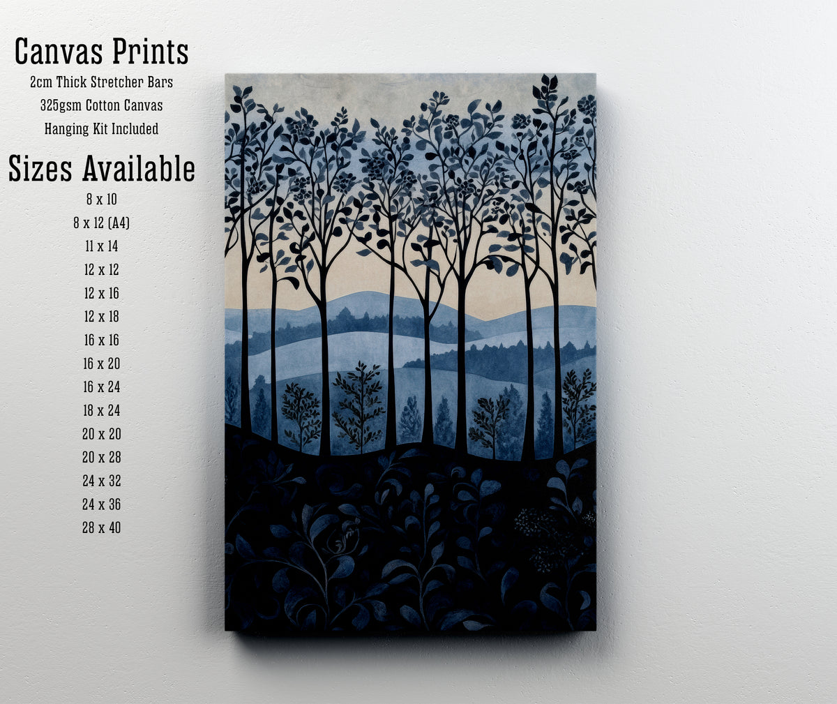 Blue Woodland Landscape Art Print